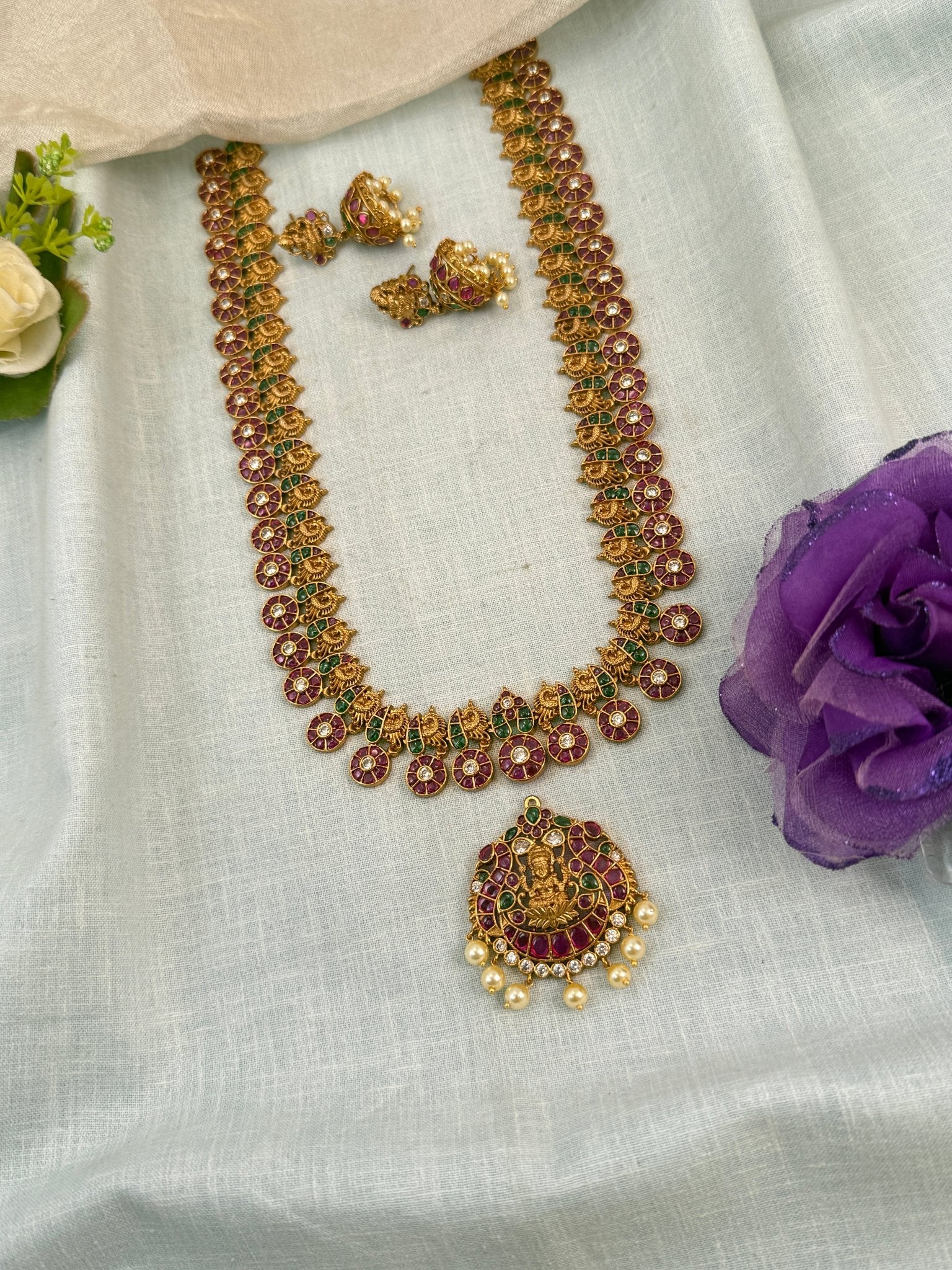 Royal Antique Detachable Pendant Long Necklace Set 0823 - Mahilas