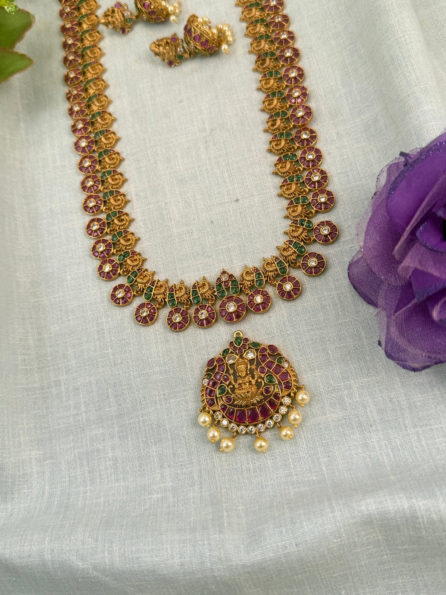 Royal Antique Detachable Pendant Long Necklace Set 0823 - Mahilas