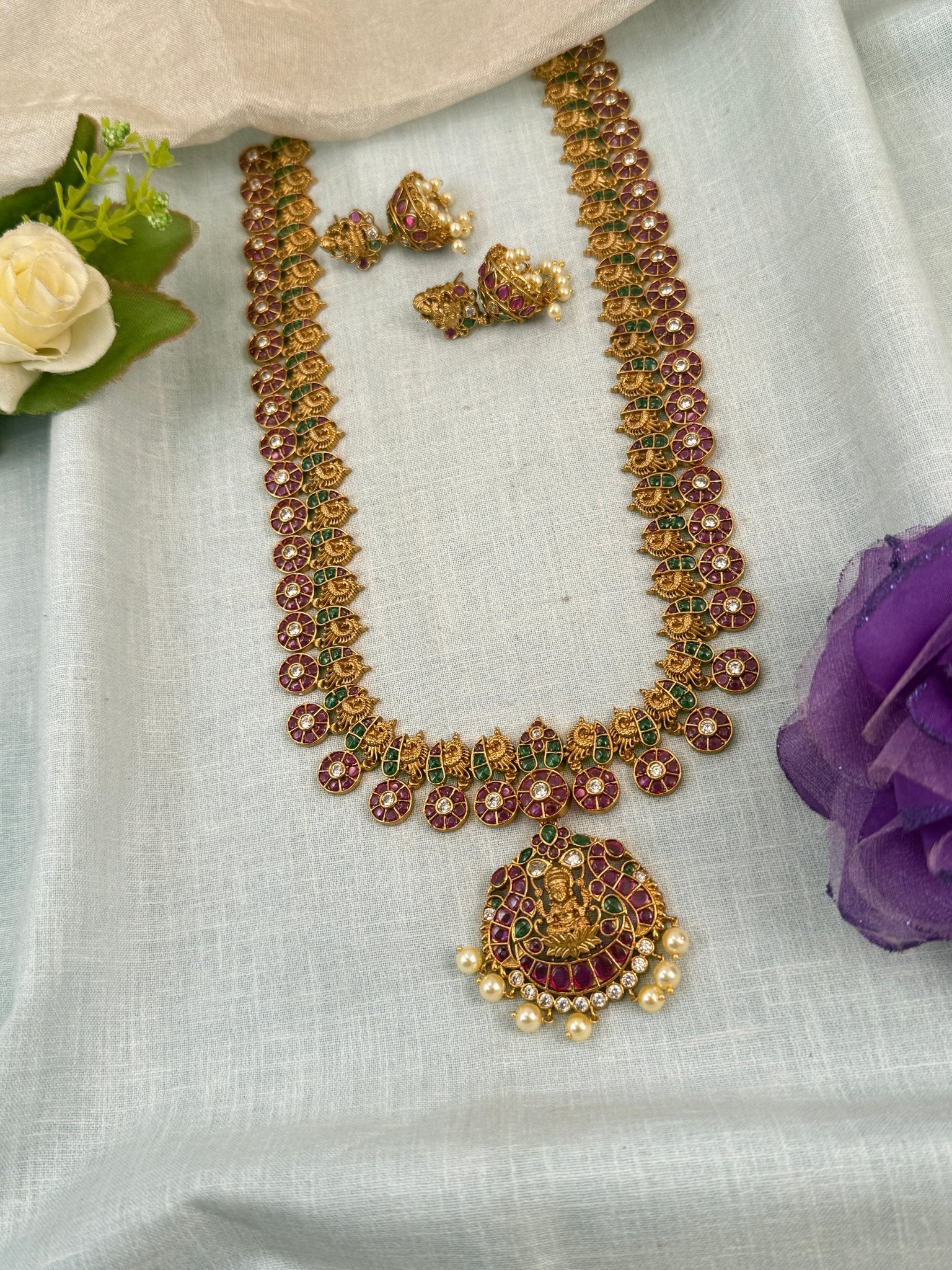Royal Antique Detachable Pendant Long Necklace Set 0823 - Mahilas