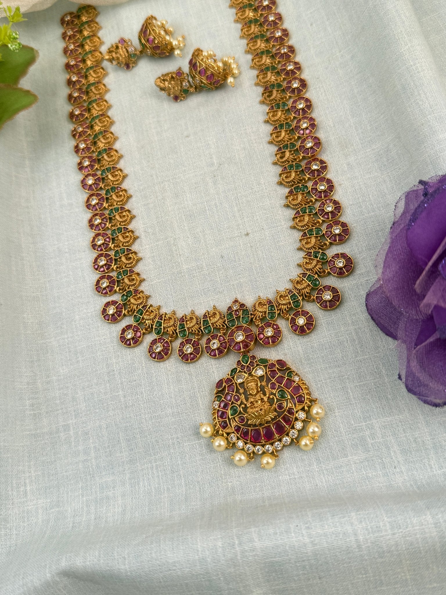 Royal Antique Detachable Pendant Long Necklace Set 0823 - Mahilas