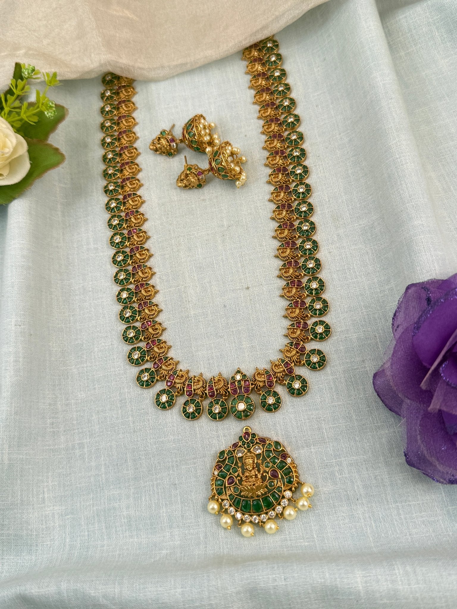 Royal Antique Detachable Pendant Long Necklace Set 0824 - Mahilas