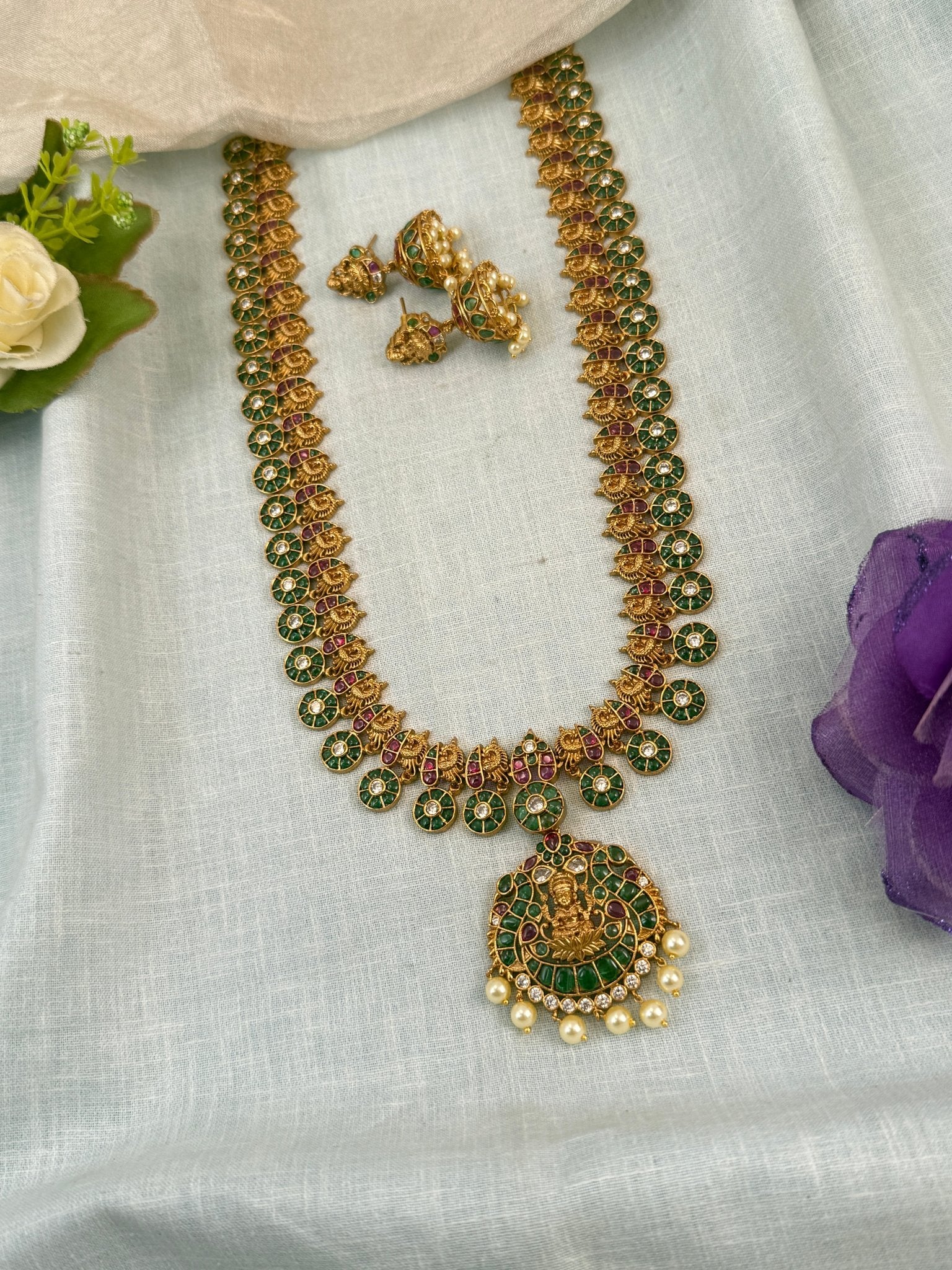 Royal Antique Detachable Pendant Long Necklace Set 0824 - Mahilas