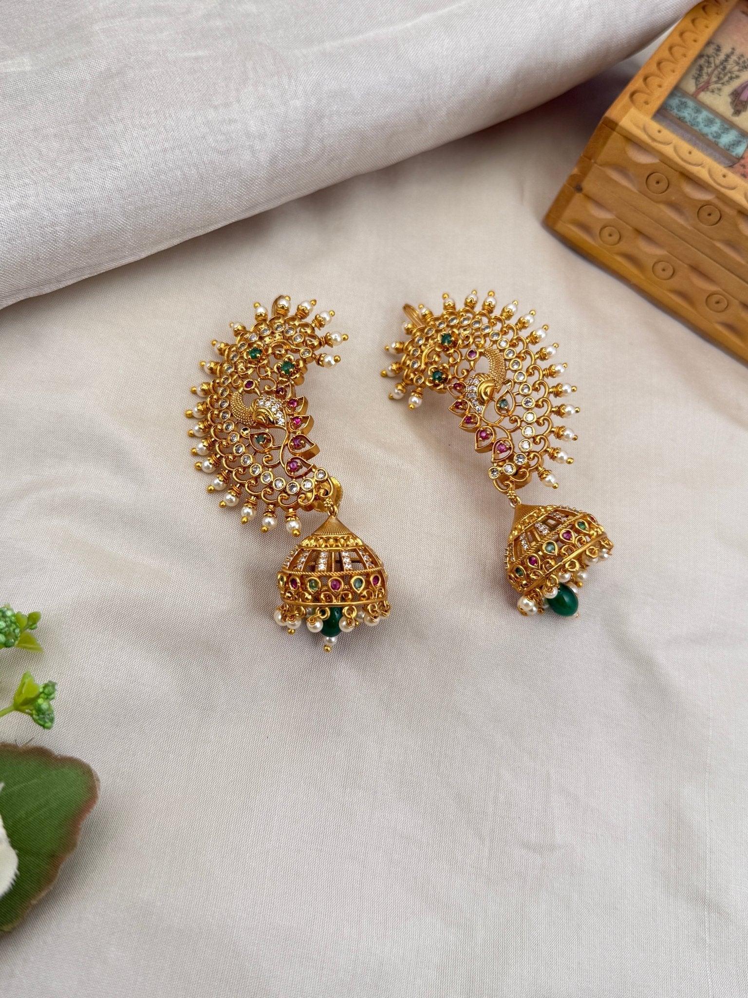 Royal Antique Earcuff Jhumka Earrings 0414 - Mahilas