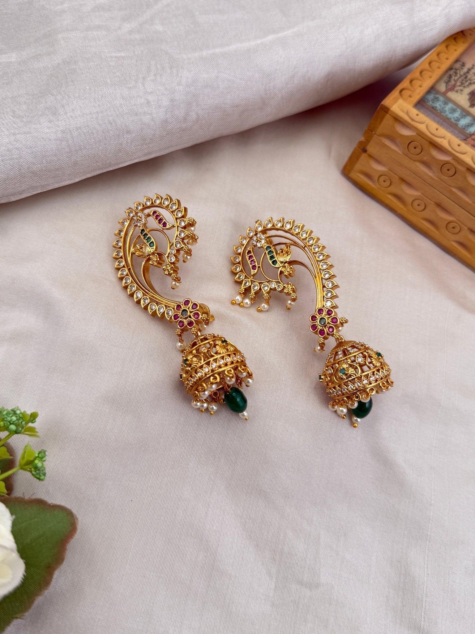 Royal Antique Earcuff Jhumka Earrings 0415 - Mahilas