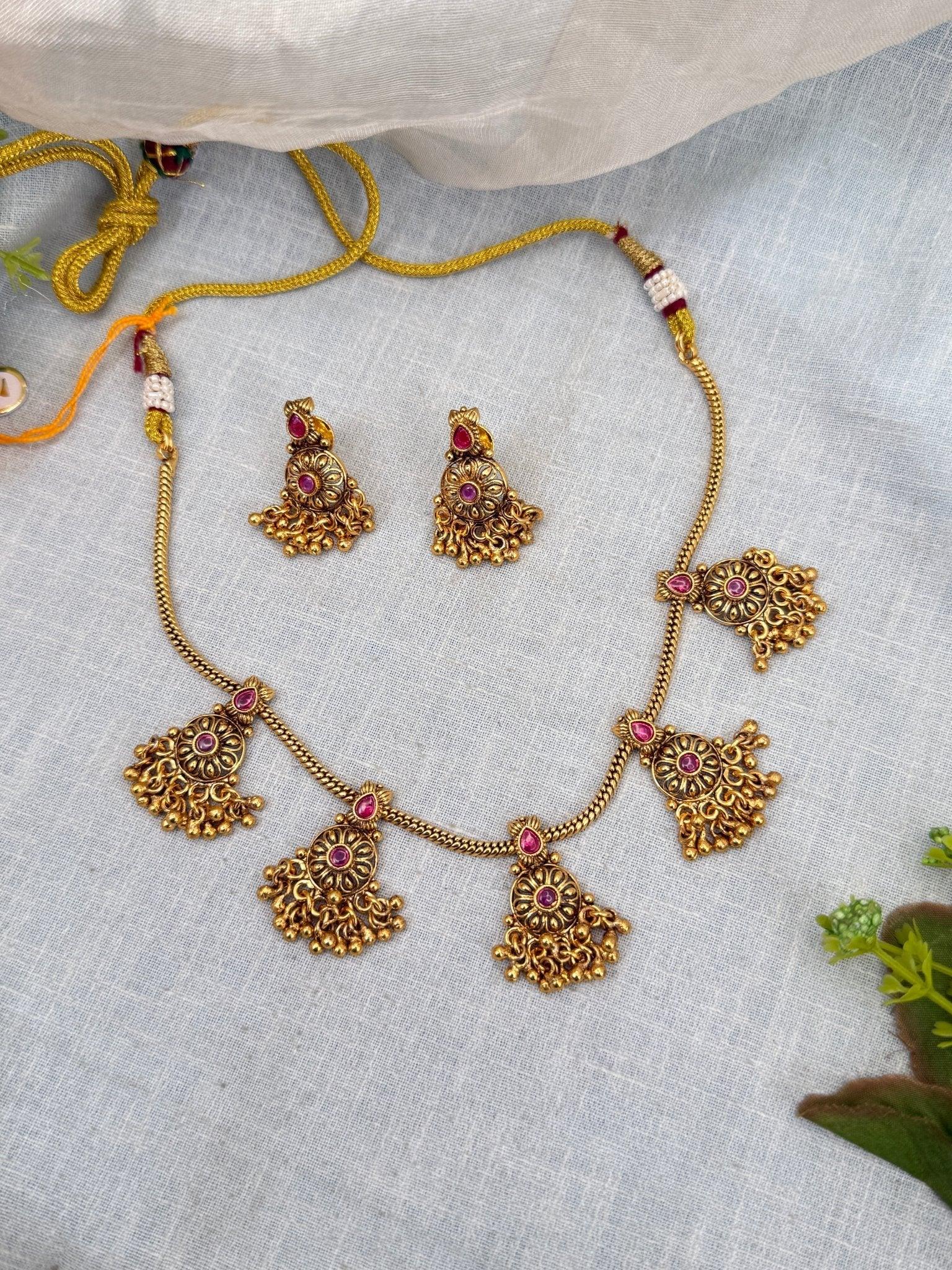 Royal Antique Elegant Short Necklace Set 0278 - Mahilas