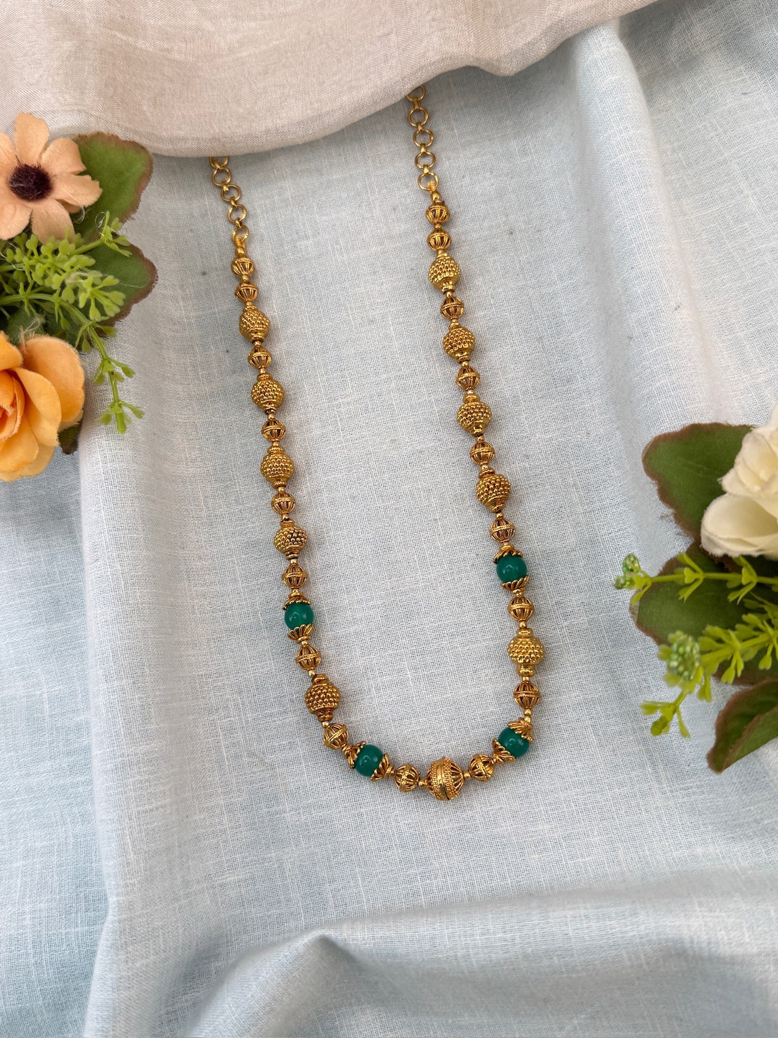 Royal Antique Gold Beads With Pearl Chain 1181 - Mahilas