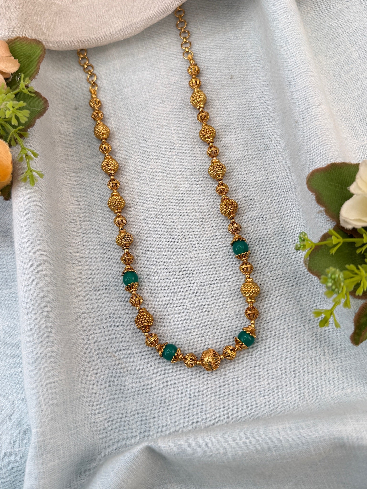 Royal Antique Gold Beads With Pearl Chain 1181 - Mahilas