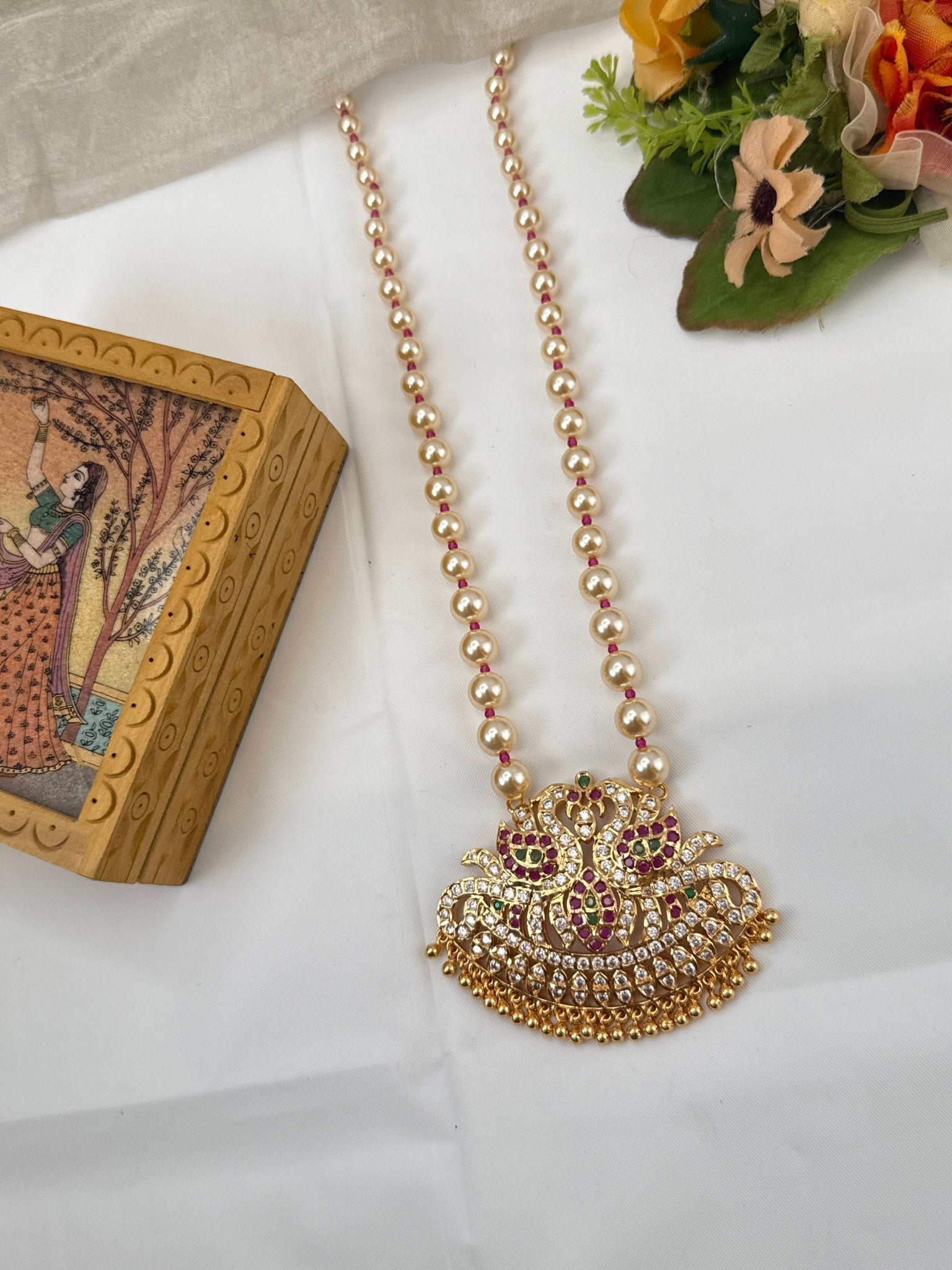 Royal Antique Gold Like Pendant Long Necklace Set 0996 - Mahilas