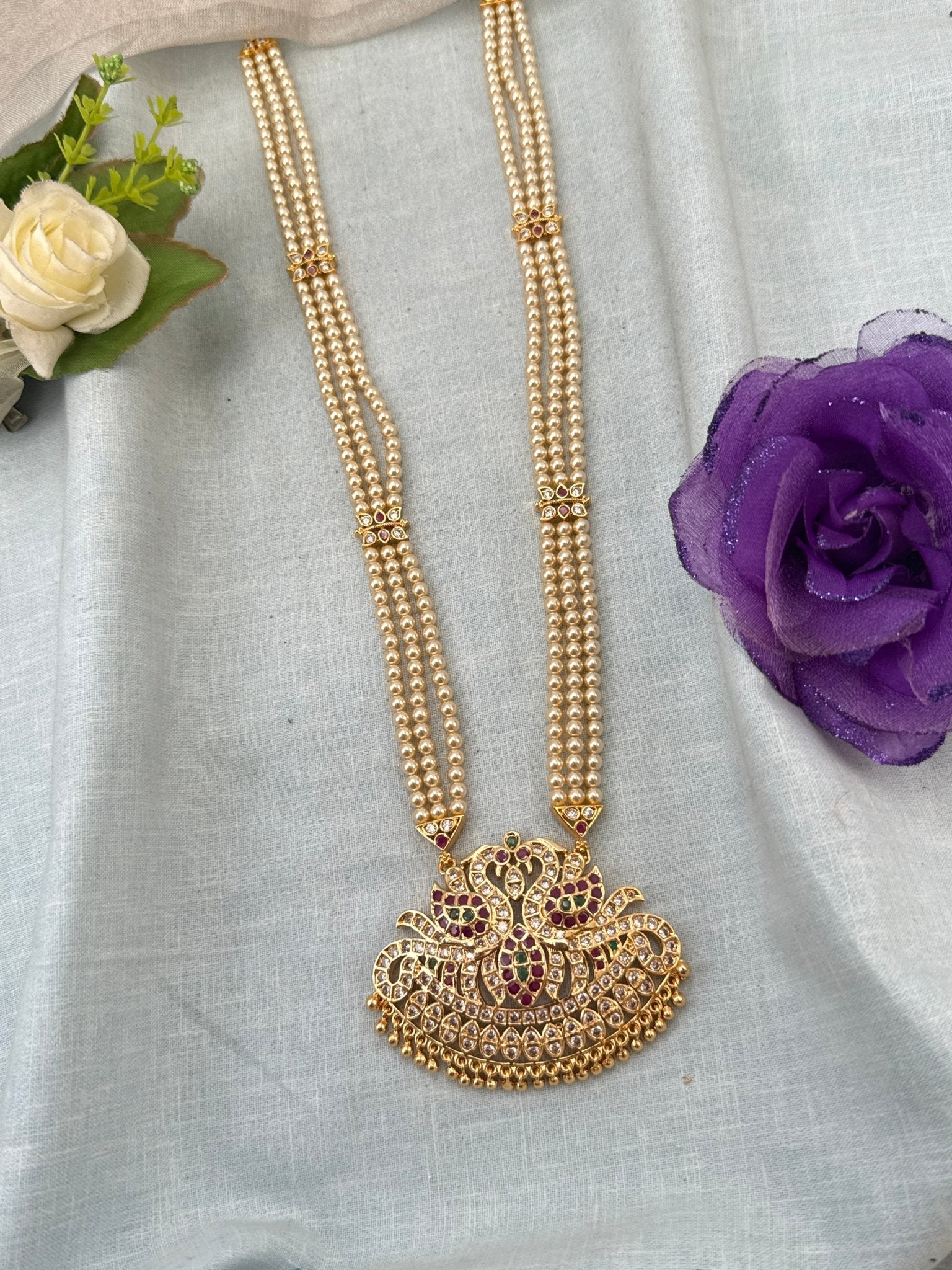 Royal Antique Gold Like Pendant Long Necklace Set 1012 - Mahilas