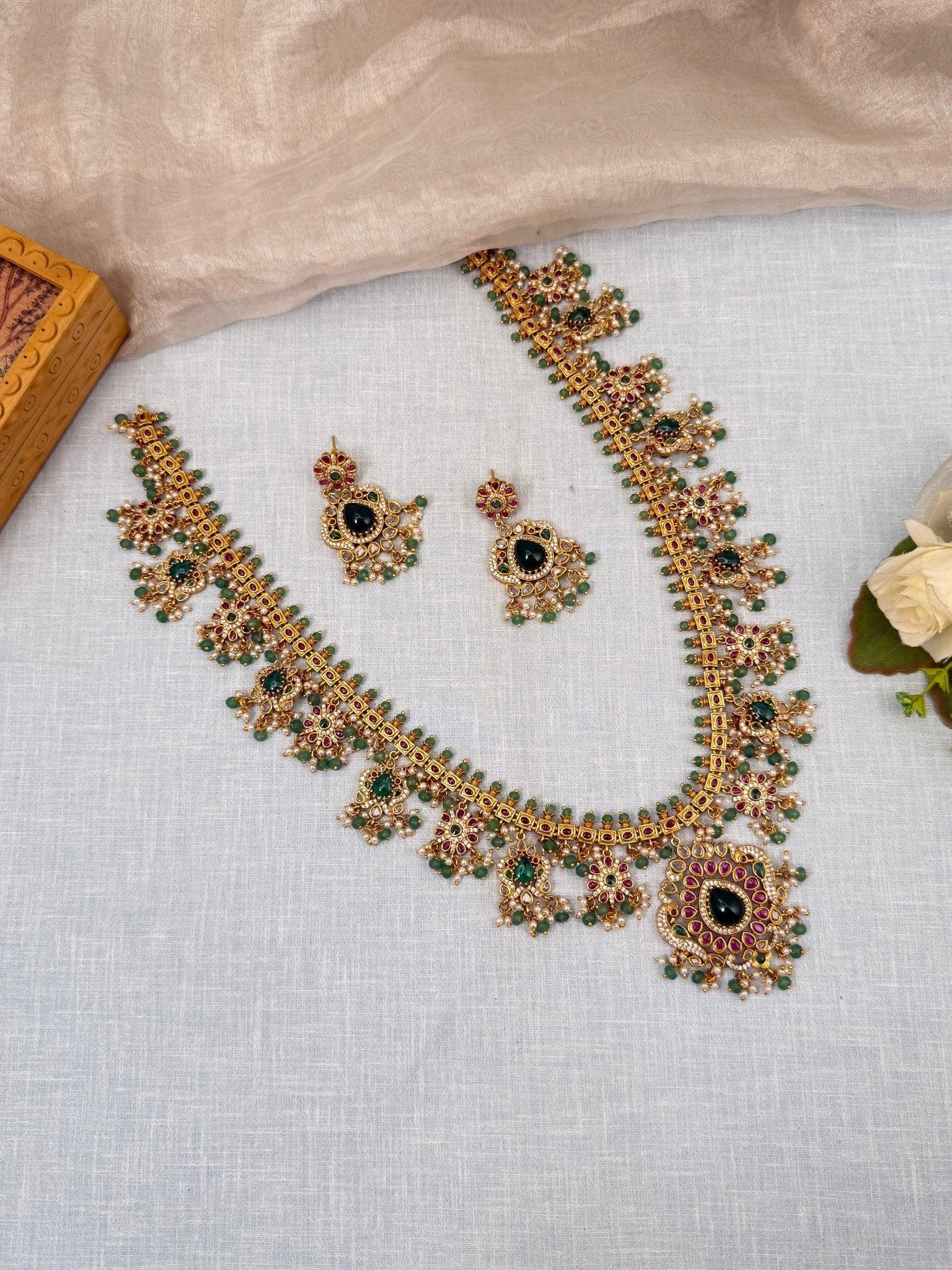 Royal Antique Guttapusalu Mid Long Necklace Set 758 - Mahilas