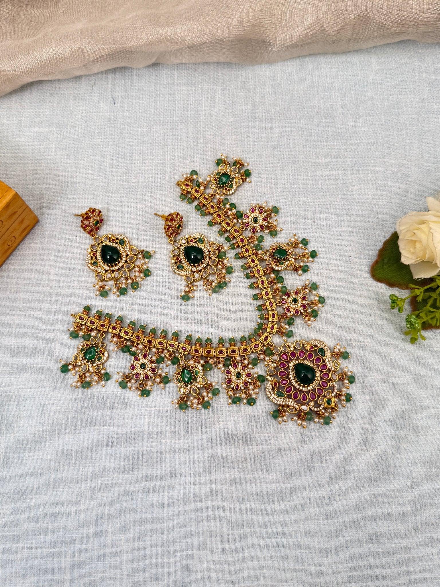Royal Antique Guttapusalu Short Necklace Set 763 - Mahilas