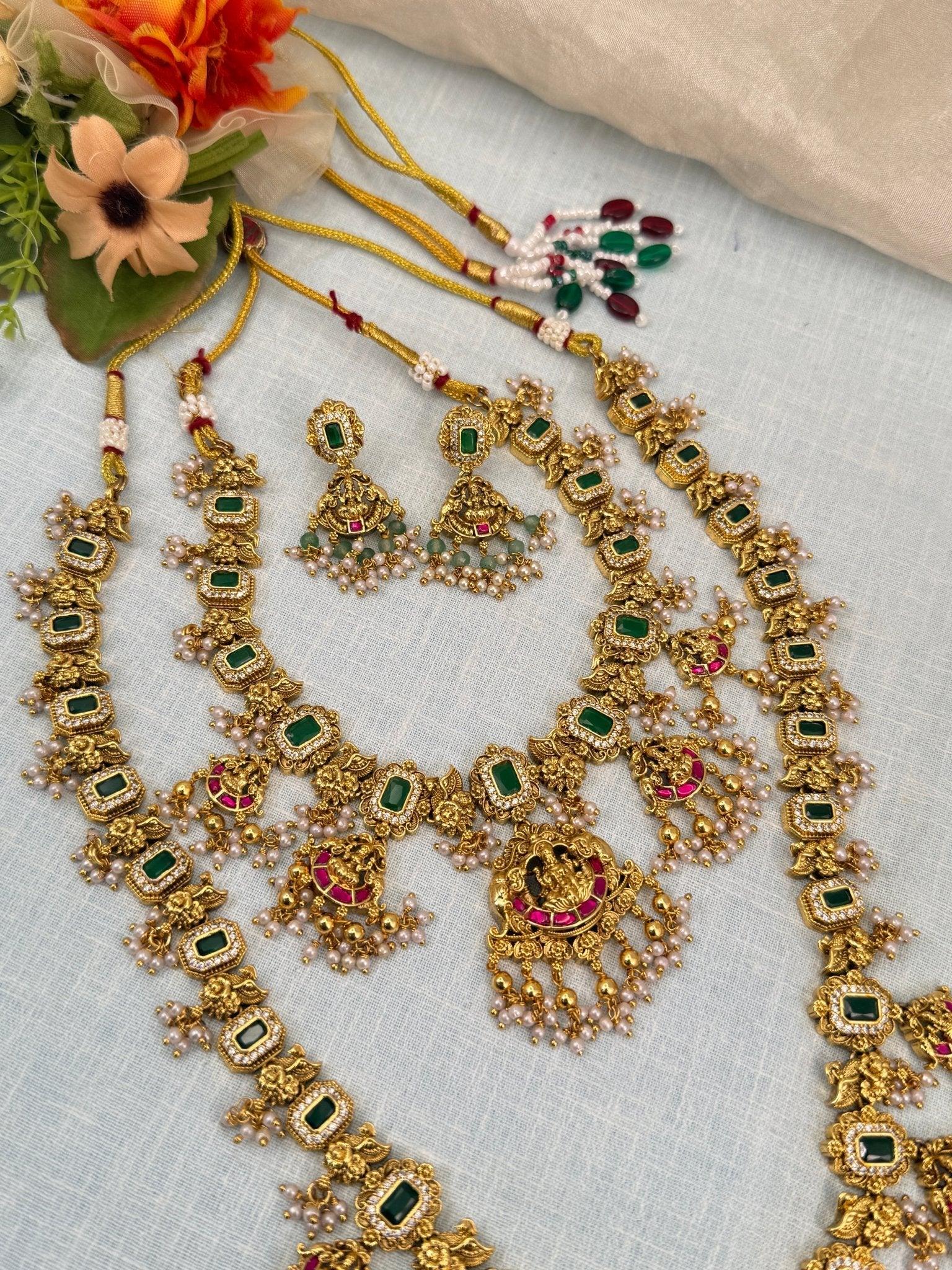 Royal Antique Jadau Guttapusalu Necklace Set 802 - Mahilas