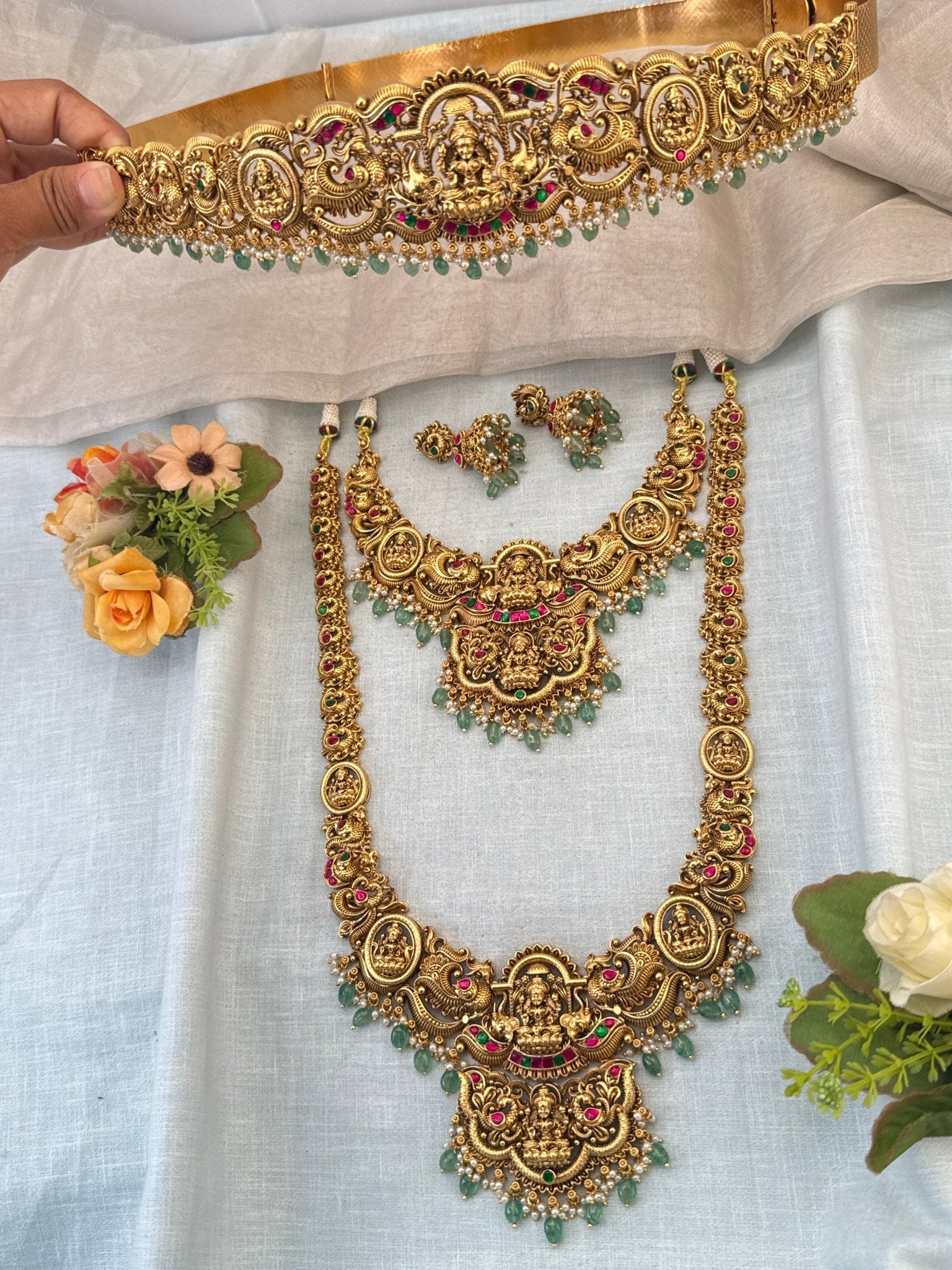 Royal Antique Jadau Premium Bridal Necklace Set 1054 - Mahilas