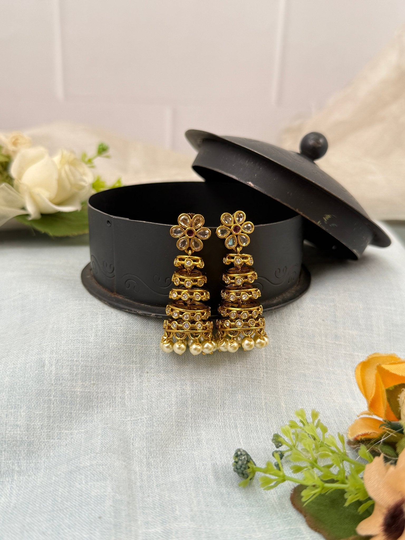 Royal Antique Jhumka Earrings 0791 - Mahilas