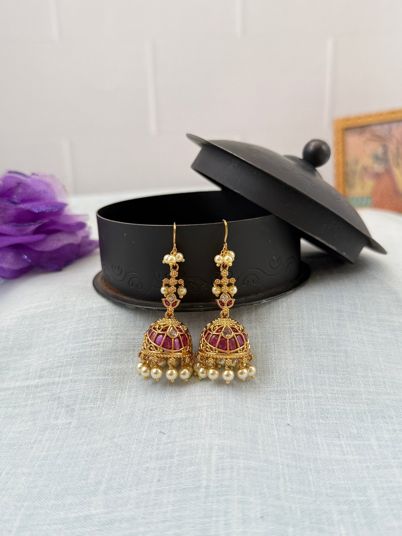 Royal Antique Jhumka Earrings 0862 - Mahilas