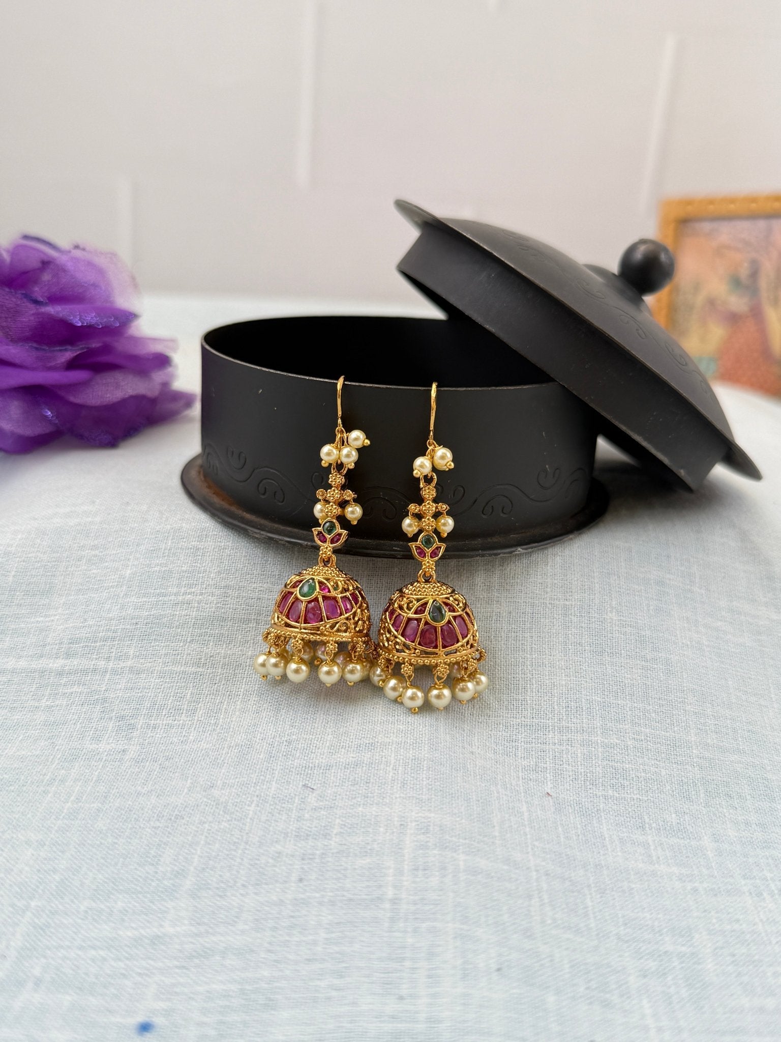 Royal Antique Jhumka Earrings 0863 - Mahilas