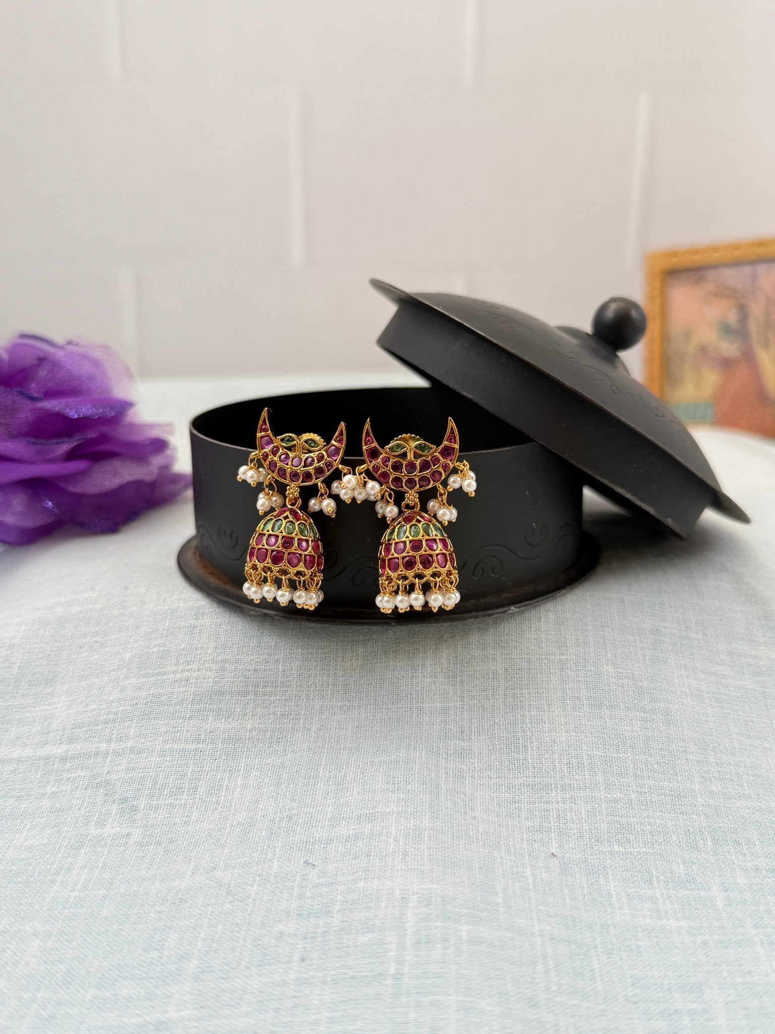 Royal Antique Jhumka Earrings 0864 - Mahilas