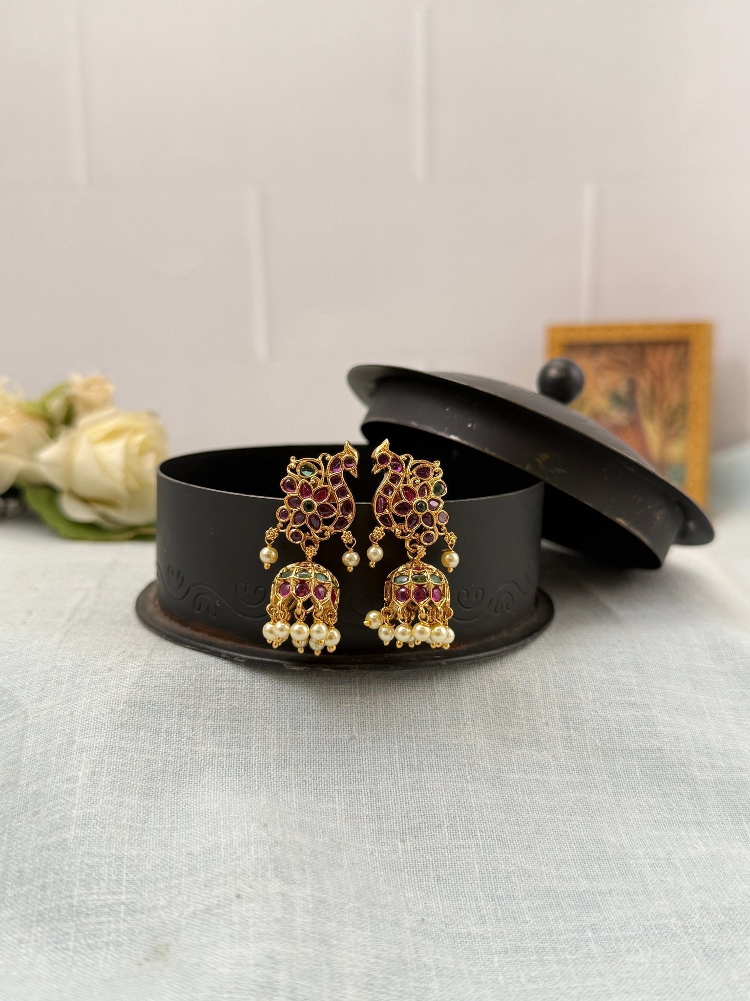 Royal Antique Jhumka Earrings 0889 - Mahilas