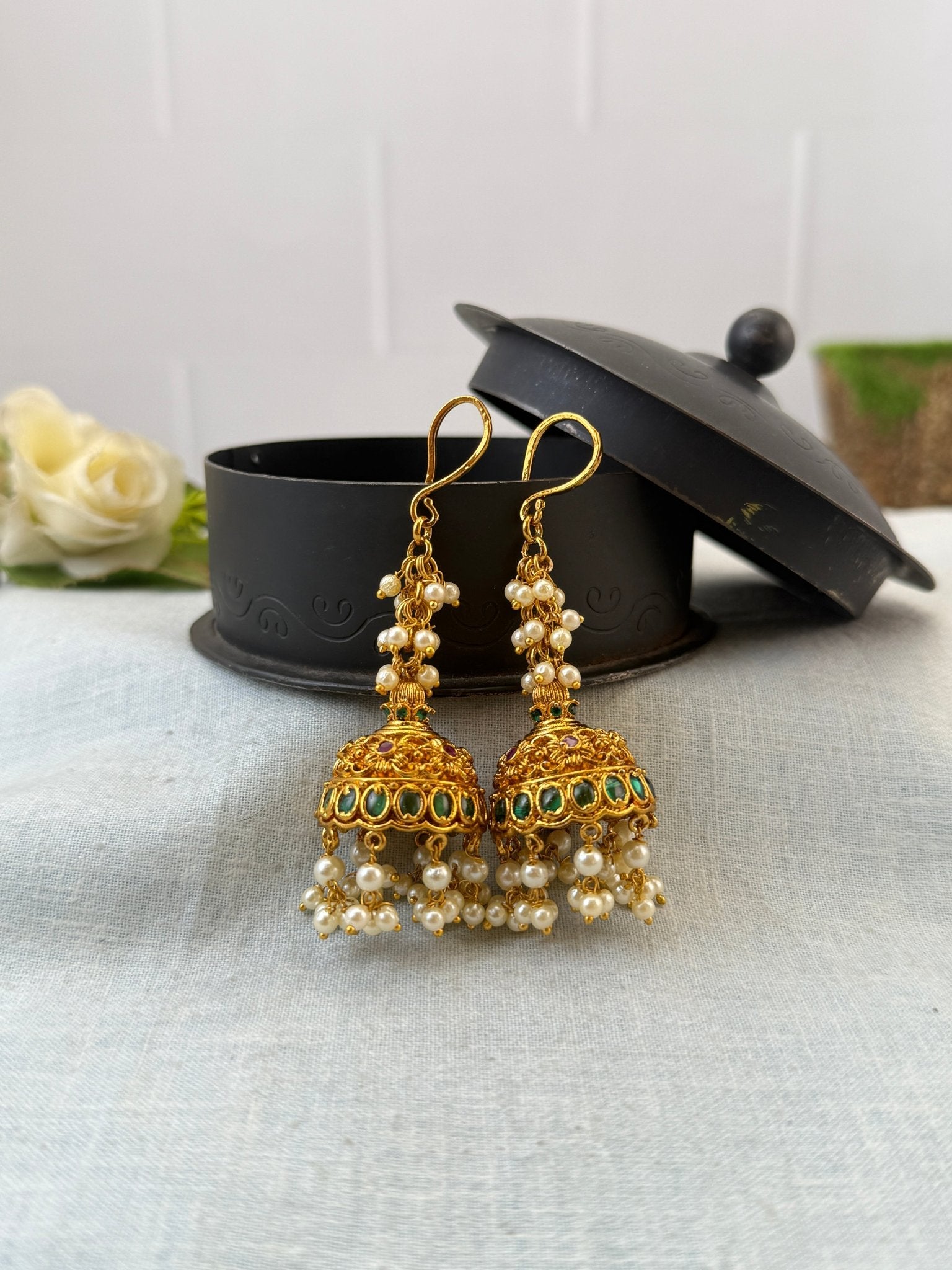 Royal Antique Jhumka Earrings 1123 - Mahilas