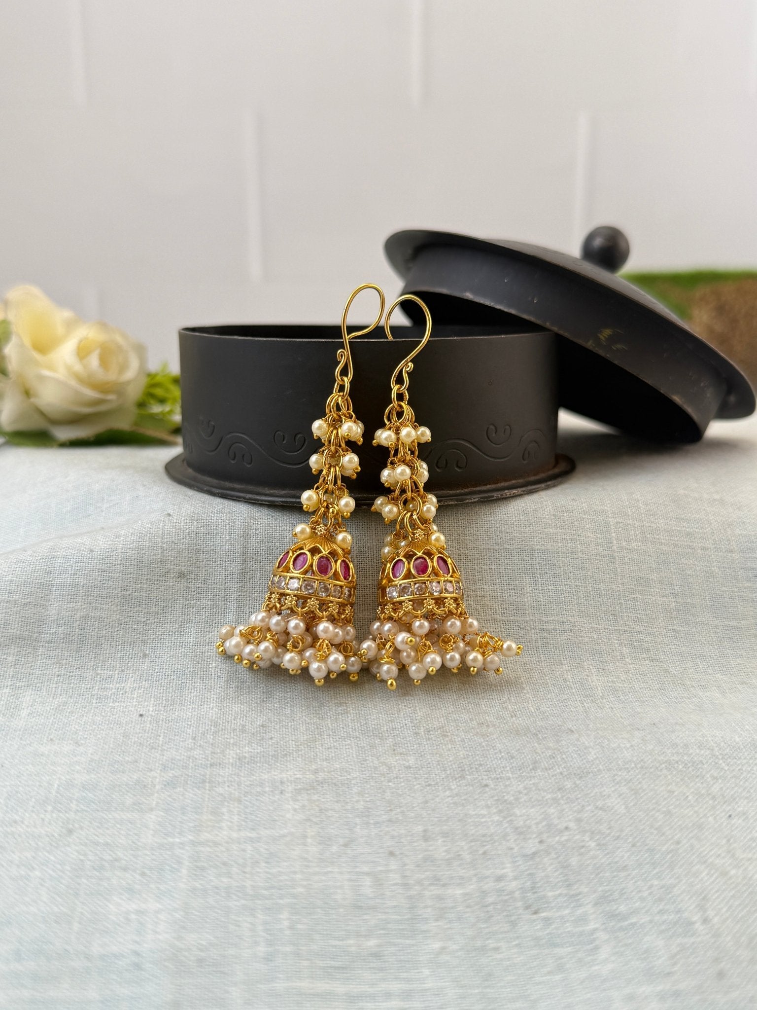 Royal Antique Jhumka Earrings 1126 - Mahilas