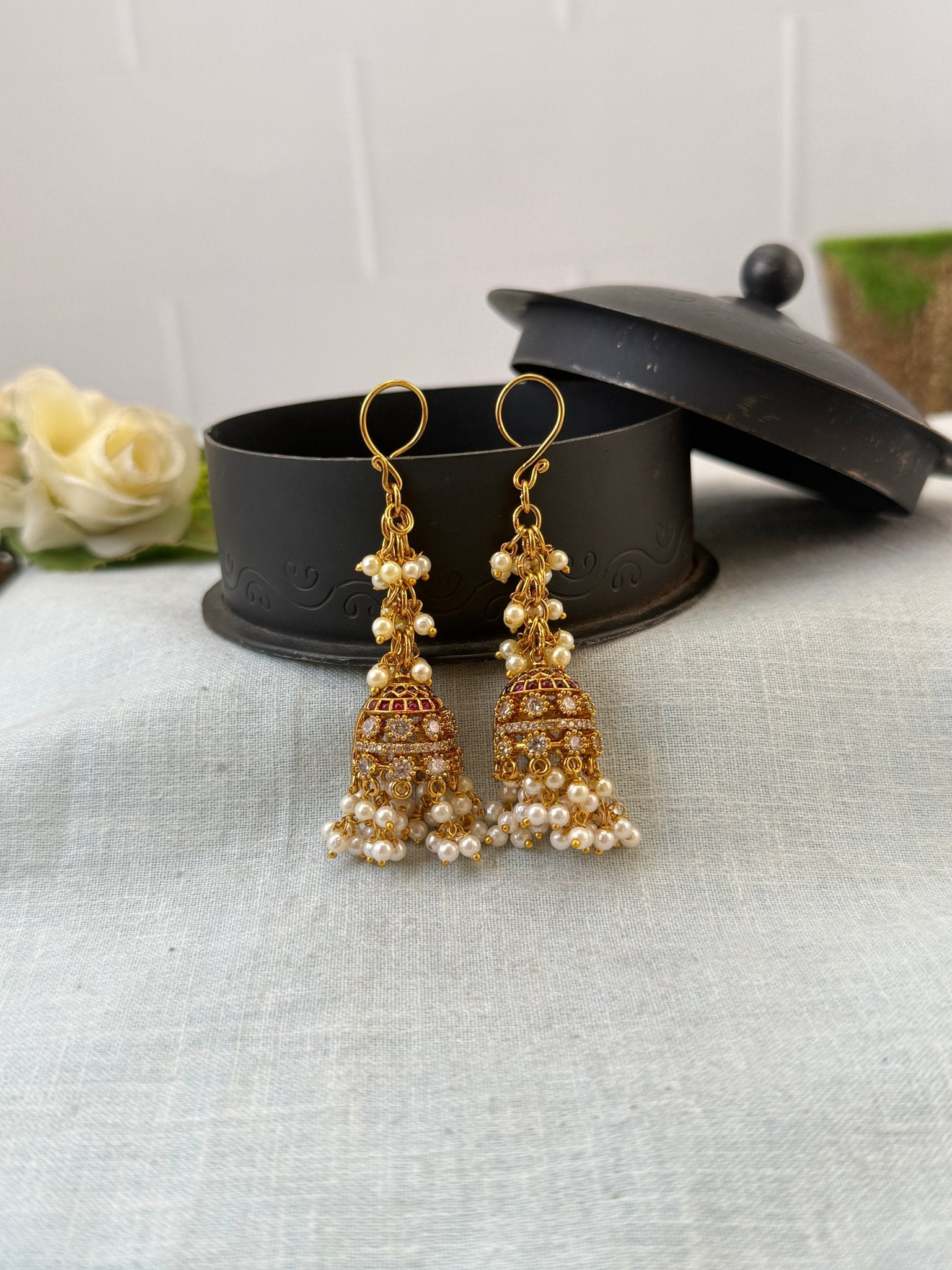 Royal Antique Jhumka Earrings 1129 - Mahilas