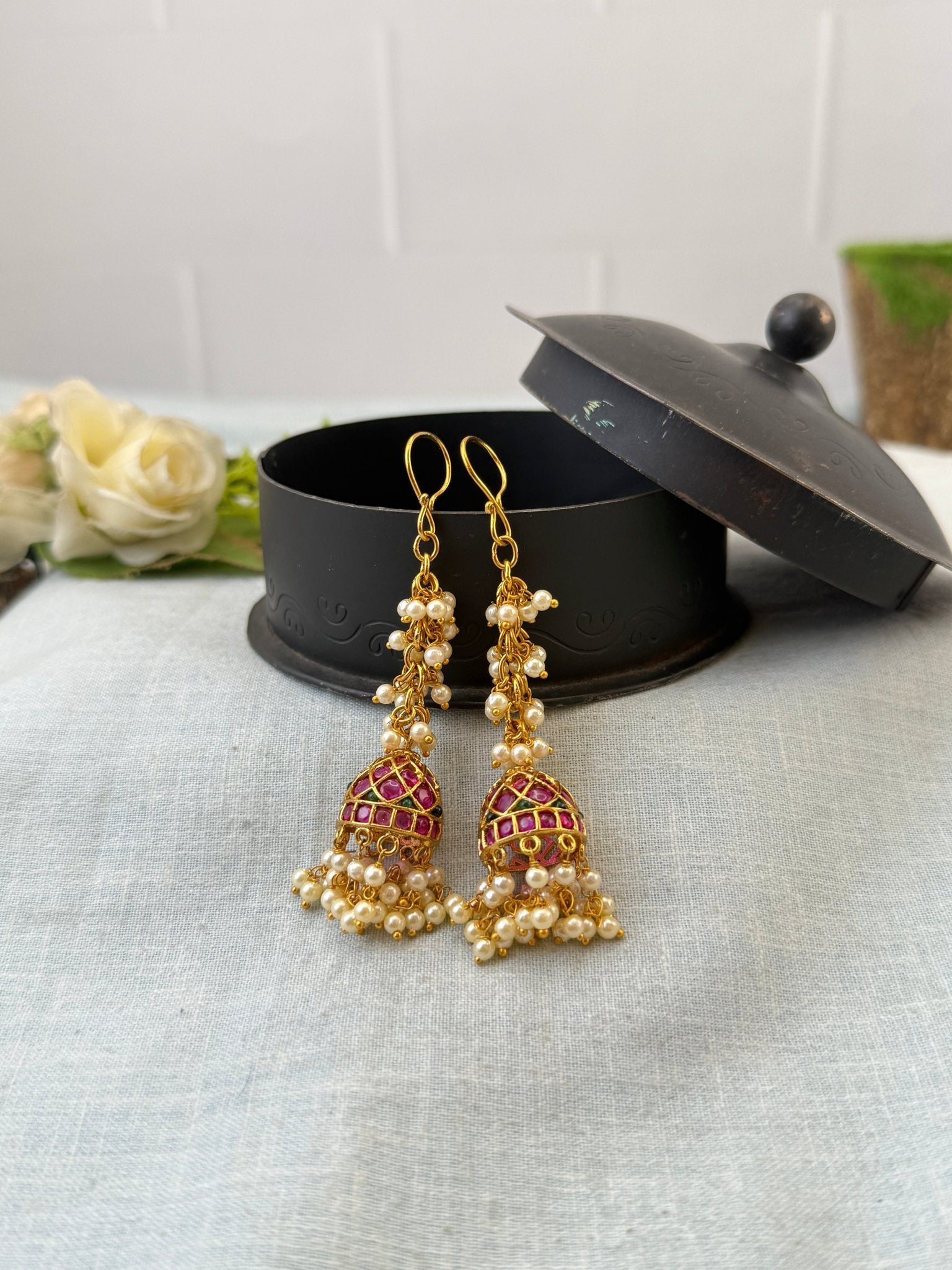 Royal Antique Jhumka Earrings 1152 - Mahilas