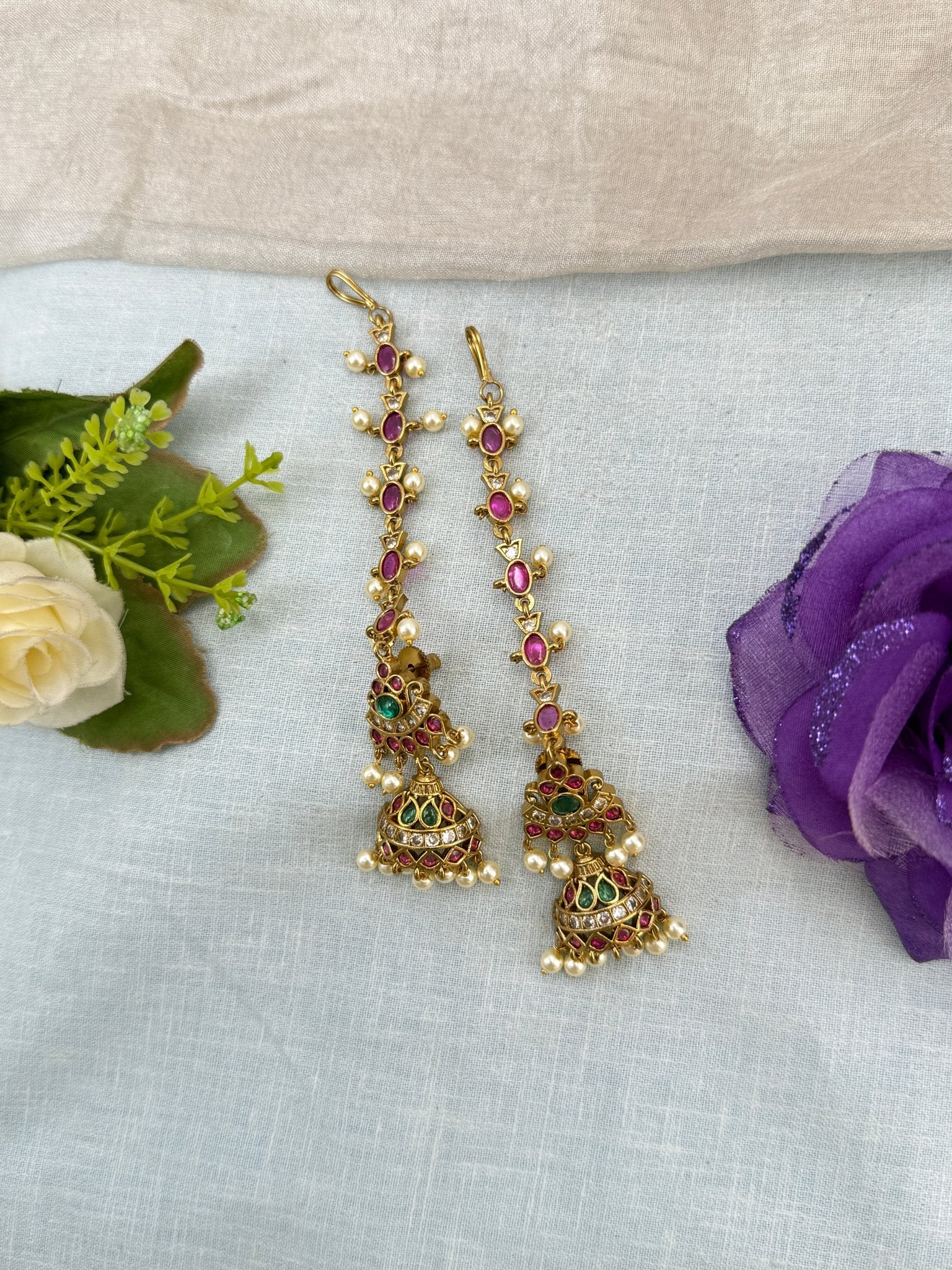 Royal Antique Jhumka with Maatal 1058 - Mahilas