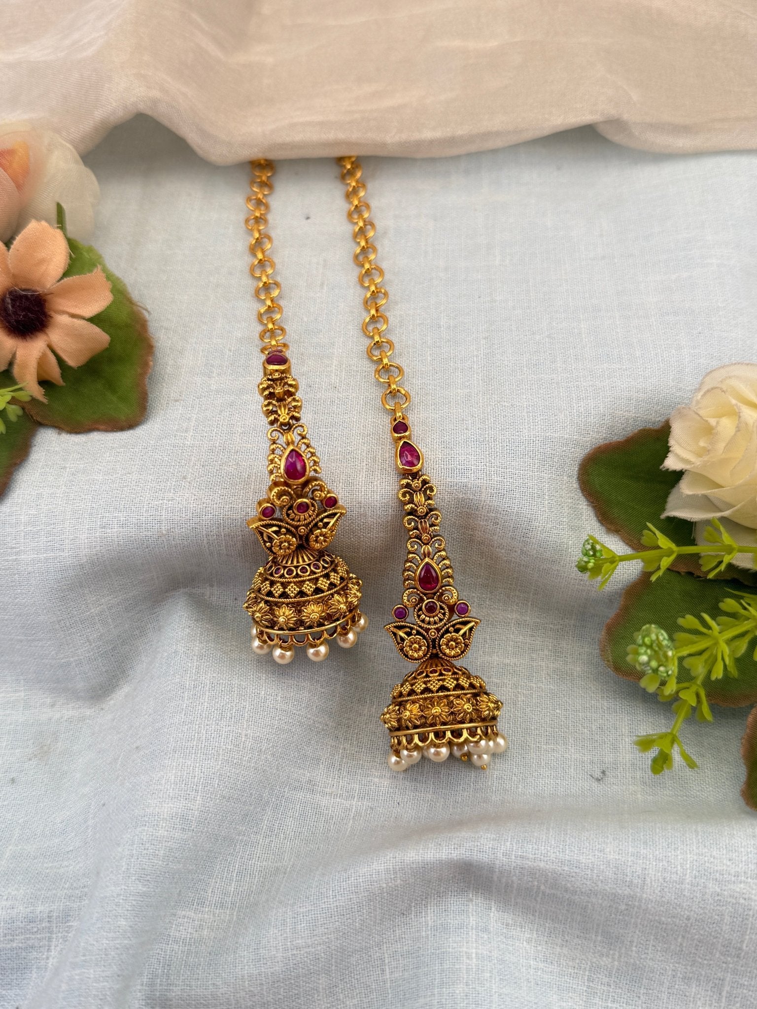 Royal Antique Jhumka with Maatal 1103 - Mahilas