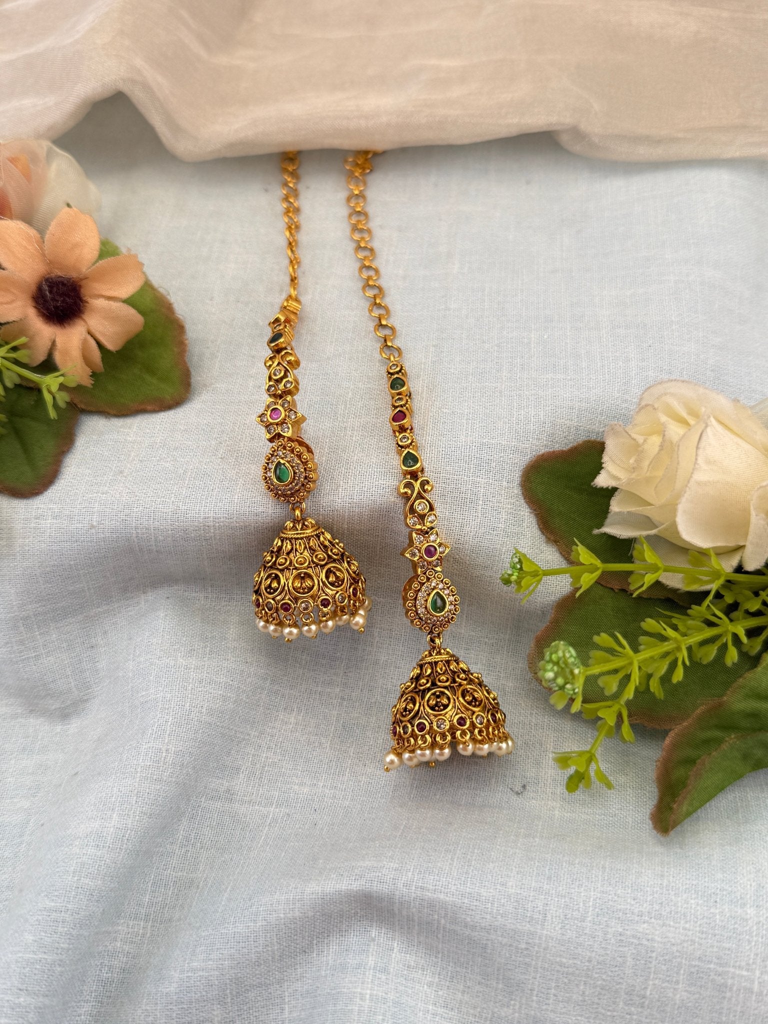 Royal Antique Jhumka with Maatal 1104 - Mahilas