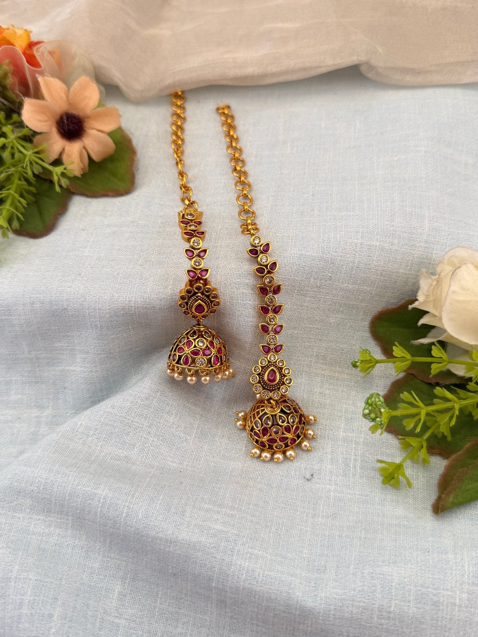 Royal Antique Jhumka with Maatal 1110 - Mahilas