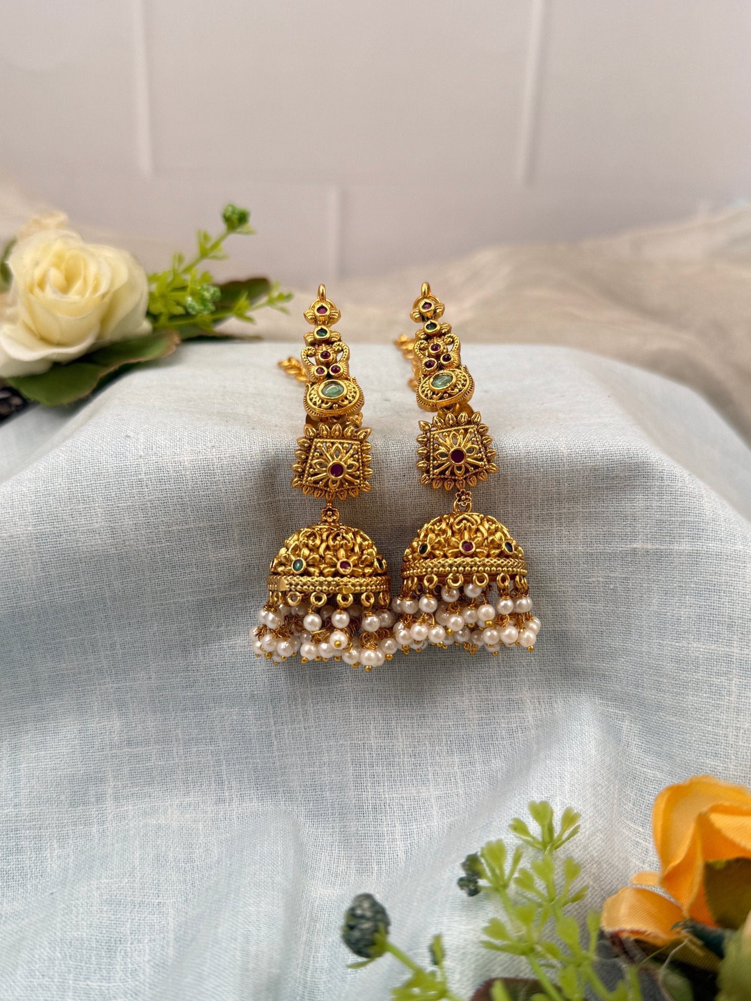 Royal Antique Jhumka With Maatal Earrings 0795 - Mahilas