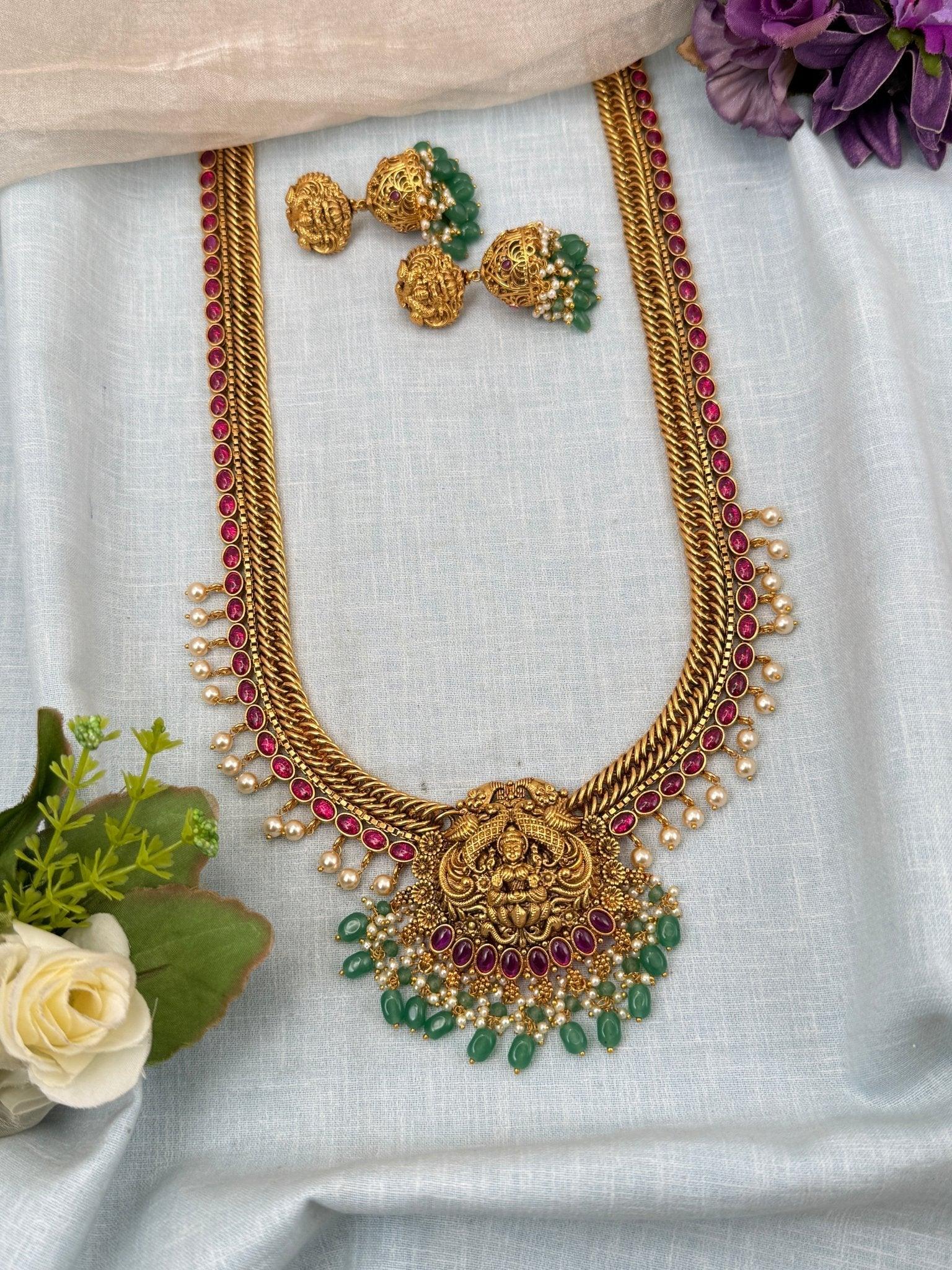 Royal Antique Jilebi Long Necklace Set 0209 - Mahilas