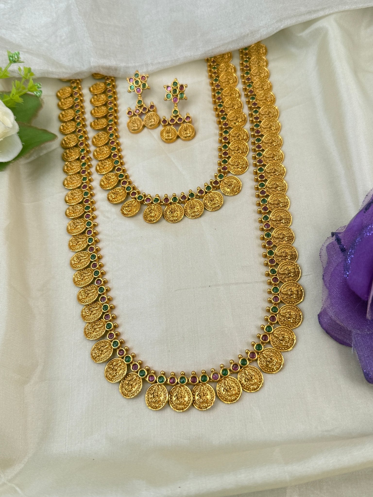 Royal Antique Kaasu Semi Bridal Necklace Set 0829 - Mahilas
