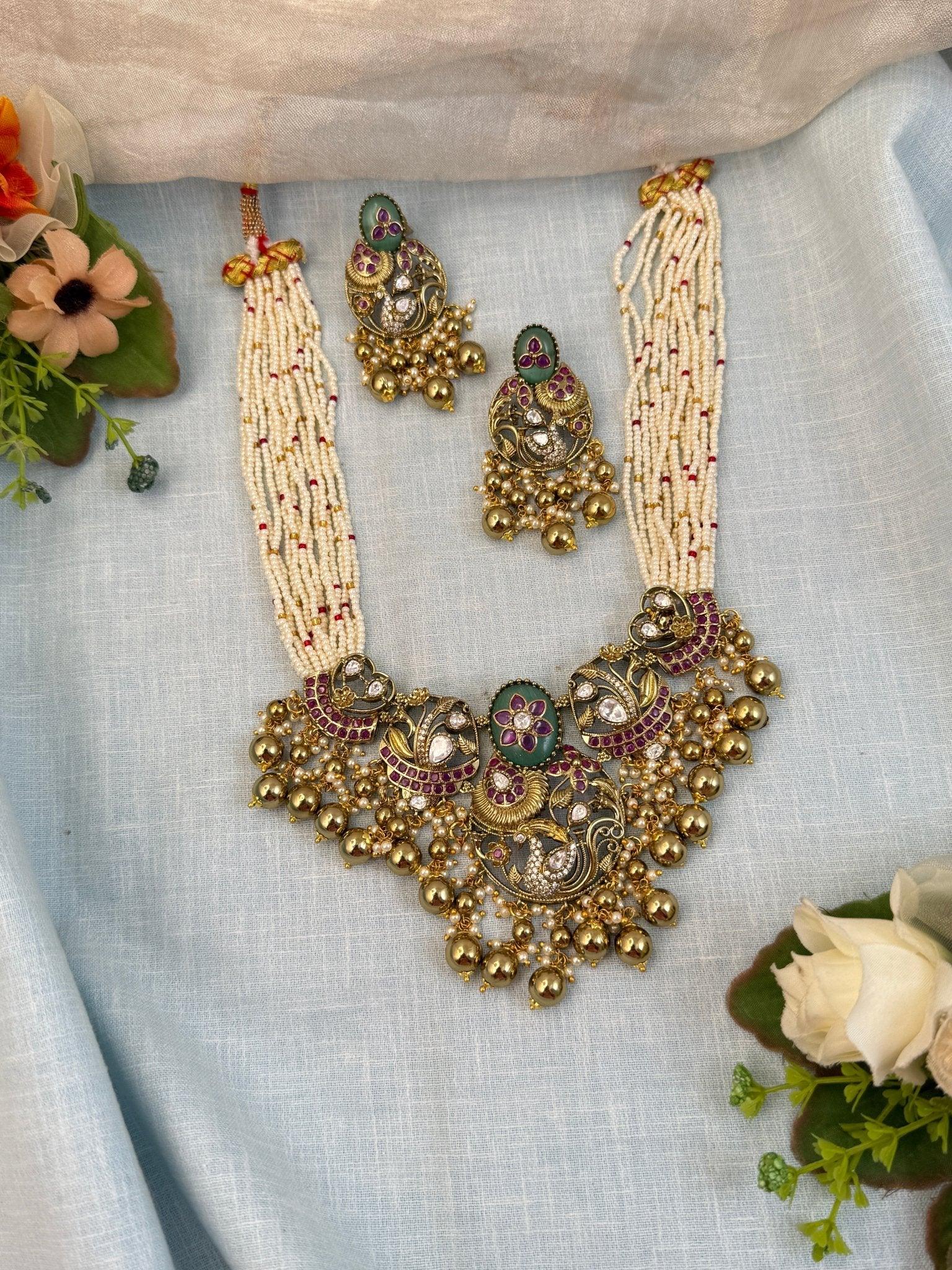 Royal Antique Kundan Necklace Set 945 - Mahilas