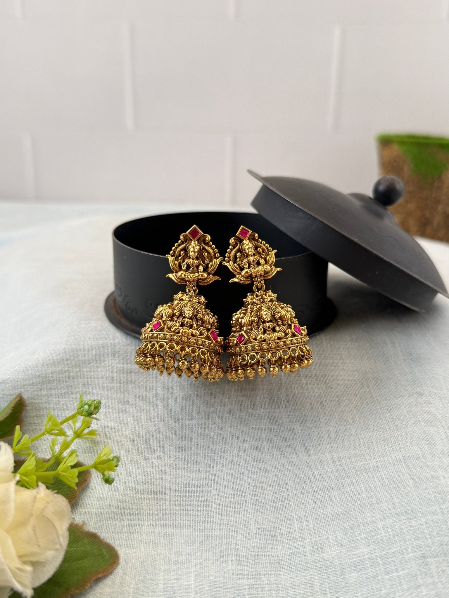 Royal Antique Lakshmi Jhumka Earrings 1116 - Mahilas