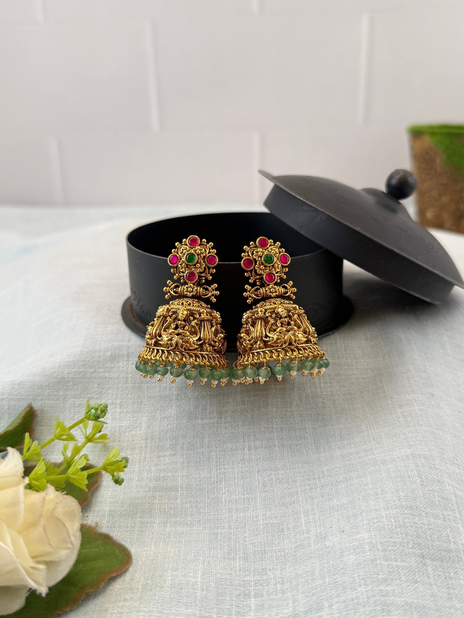Royal Antique Lakshmi Jhumka Earrings 1119 - Mahilas
