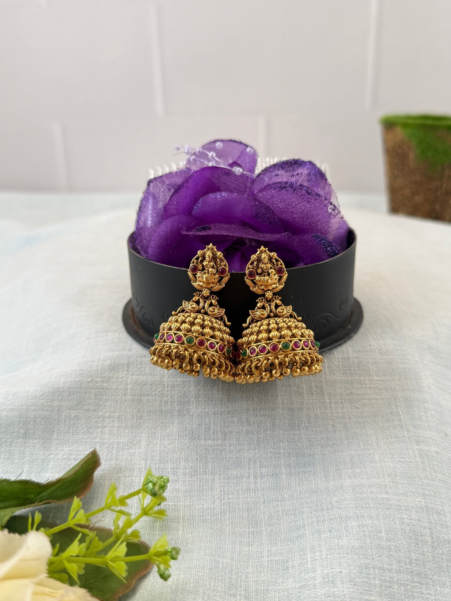 Royal Antique Lakshmi Jhumka Earrings 1142 - Mahilas