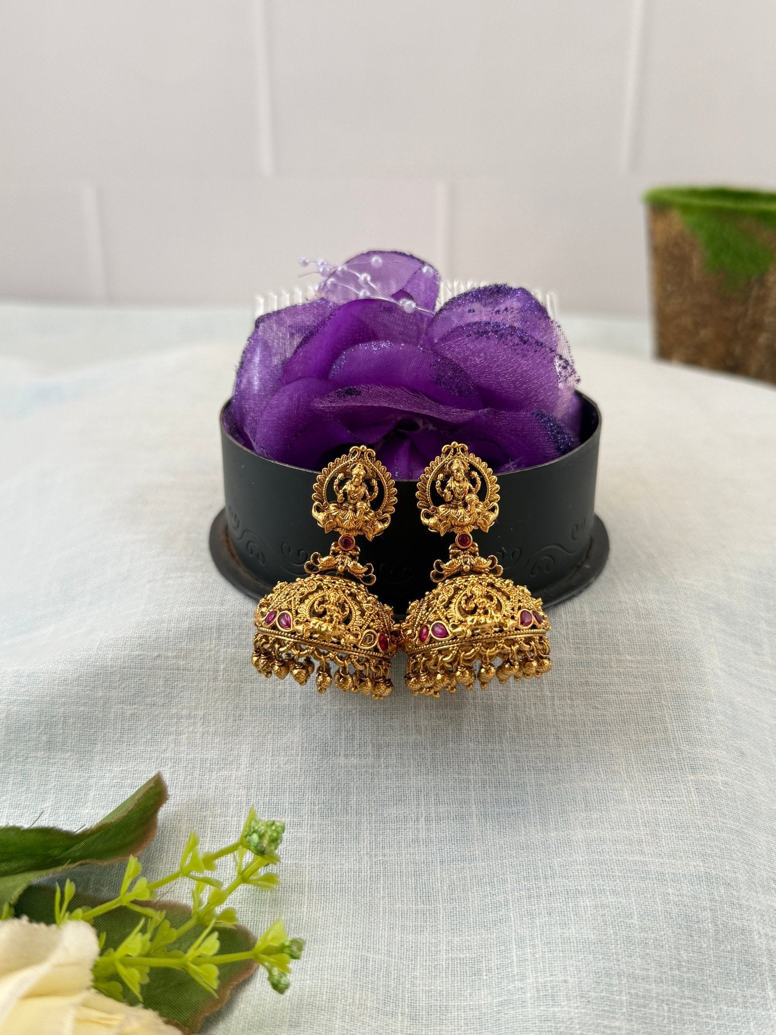 Royal Antique Lakshmi Jhumka Earrings 1143 - Mahilas