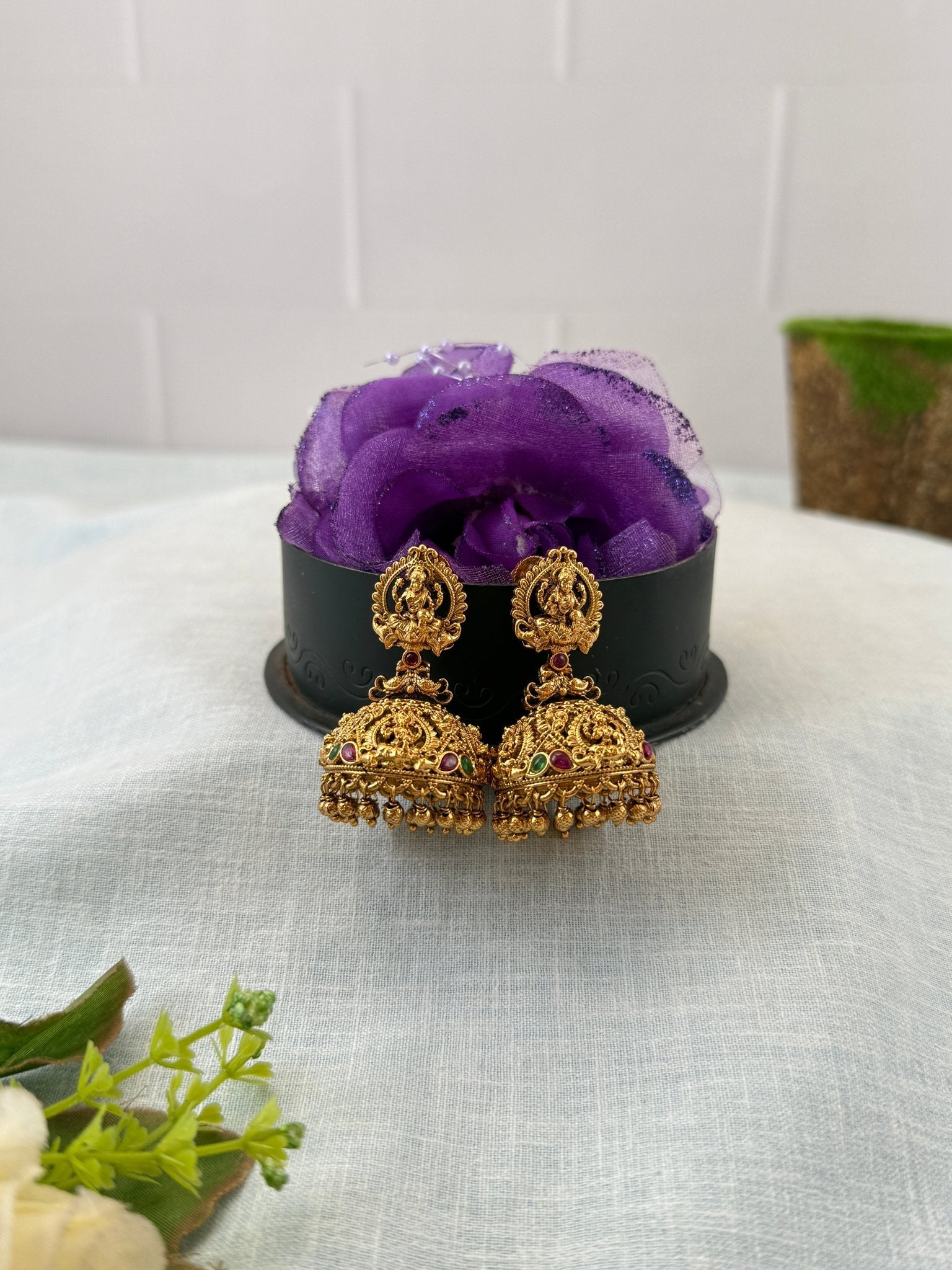 Royal Antique Lakshmi Jhumka Earrings 1151 - Mahilas