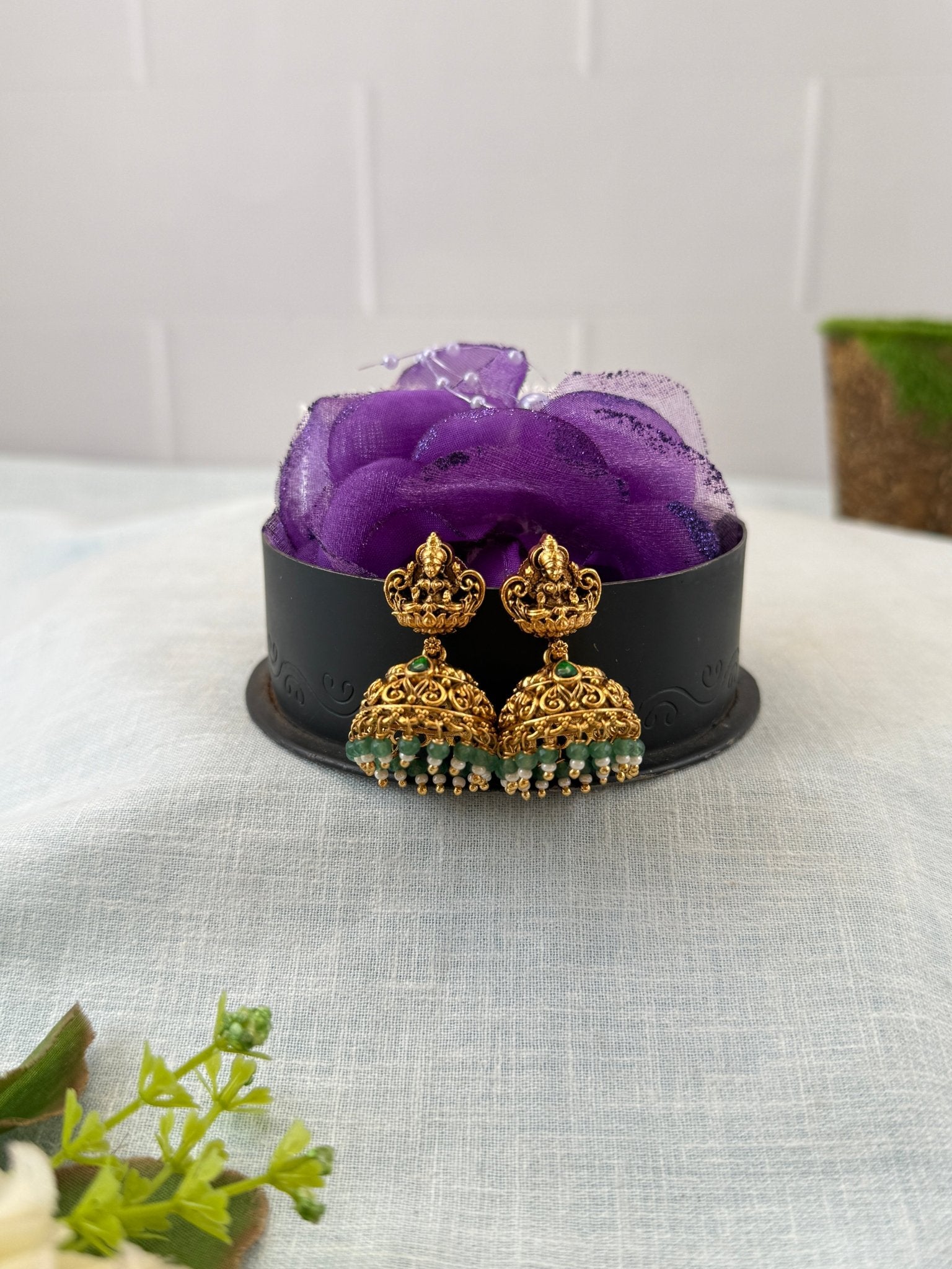 Royal Antique Lakshmi Jhumka Earrings 1159 - Mahilas