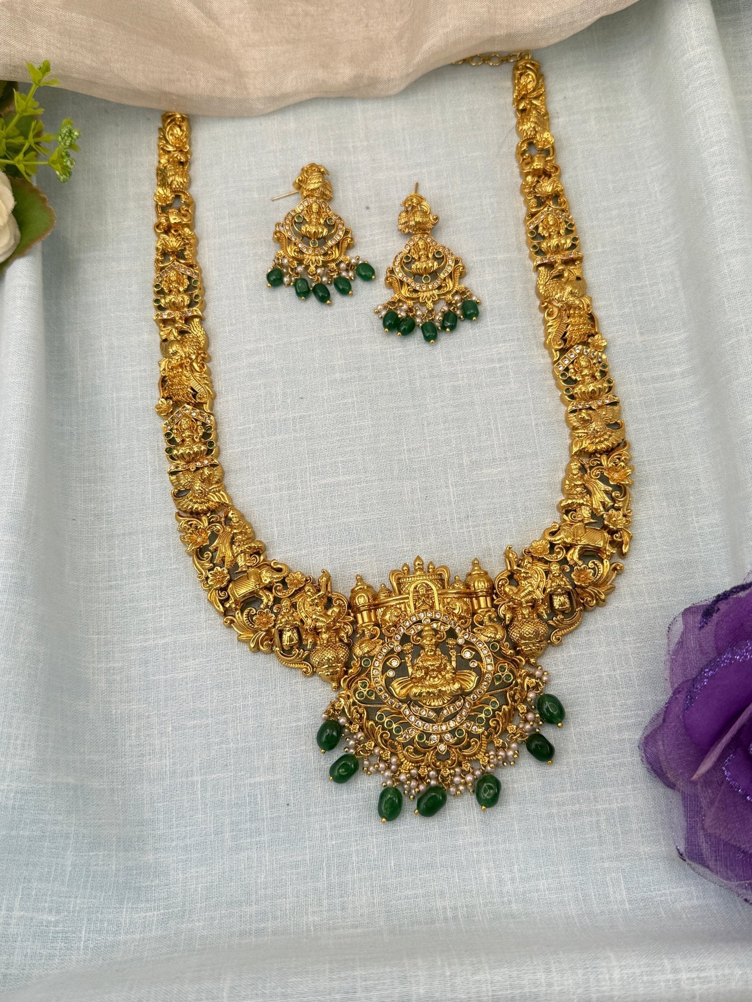 Royal Antique Lakshmi Long Necklace Set 0501 - Mahilas