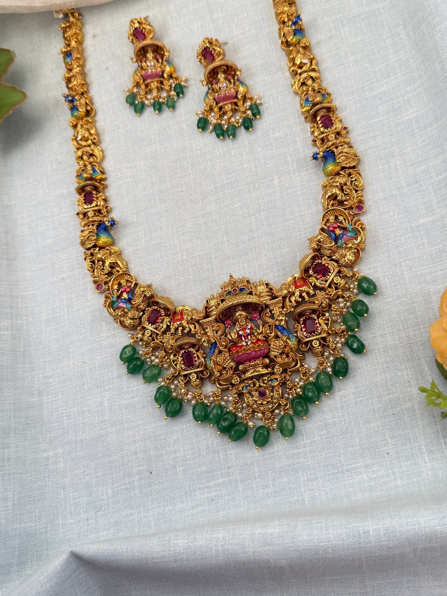 Royal Antique Lakshmi Long Necklace Set 0736 - Mahilas