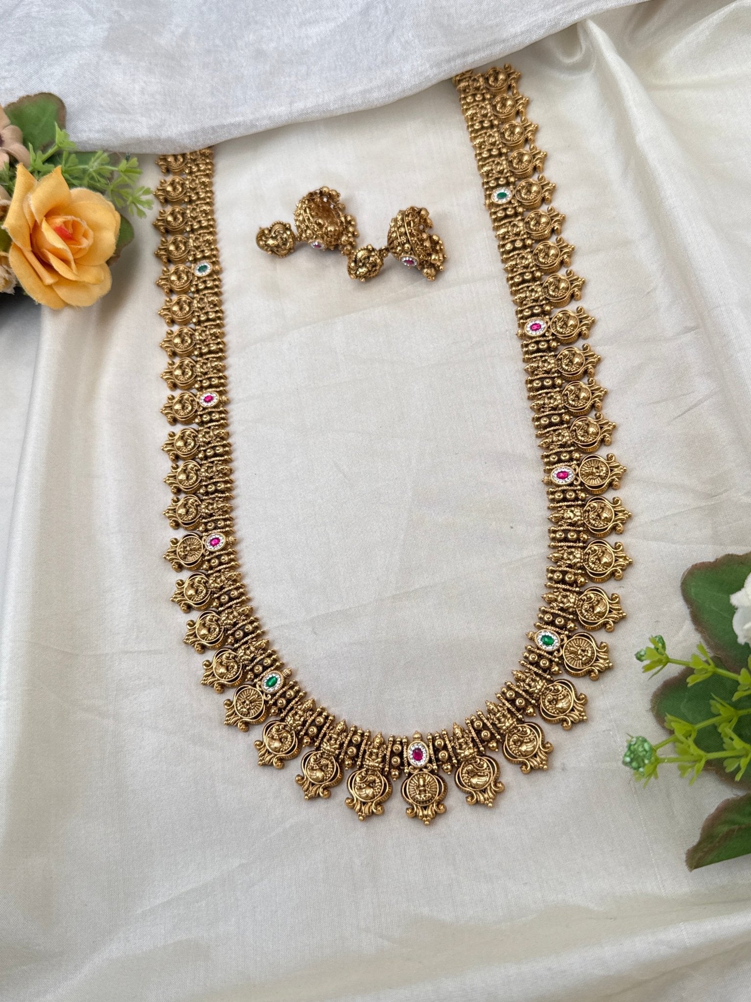 Royal Antique Lakshmi Long Necklace Set 0777 - Mahilas