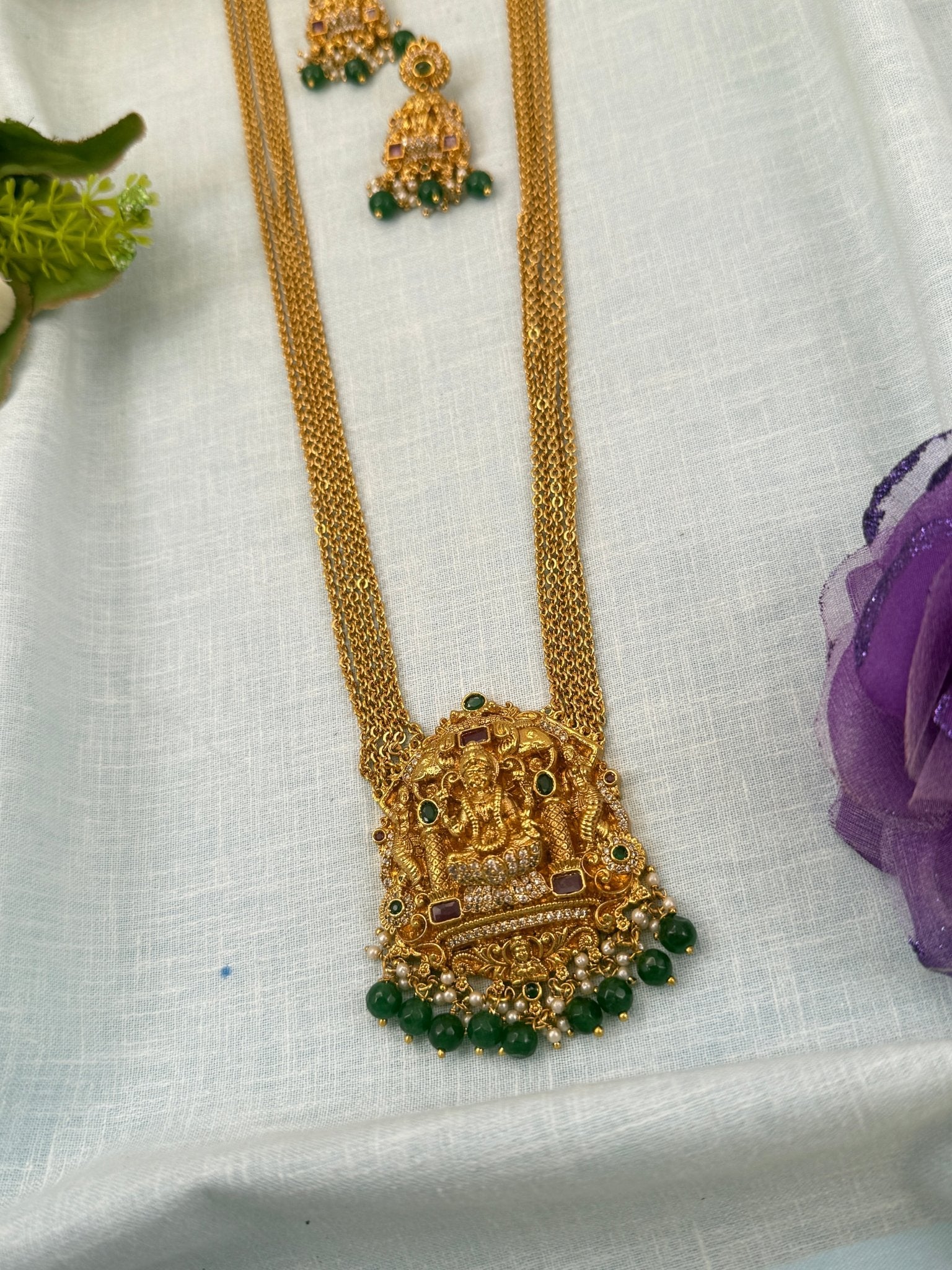 Royal Antique Layer Chain Pendant Long Necklace Set 0670 - Mahilas