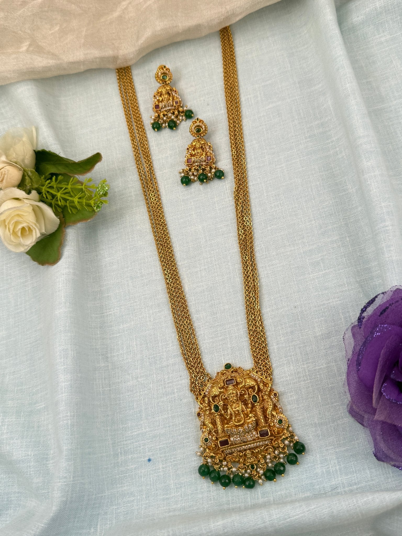 Royal Antique Layer Chain Pendant Long Necklace Set 0670 - Mahilas
