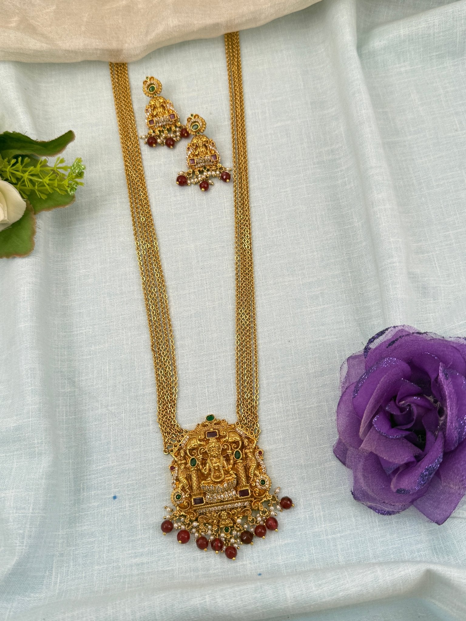 Royal Antique Layer Chain Pendant Long Necklace Set 0671 - Mahilas