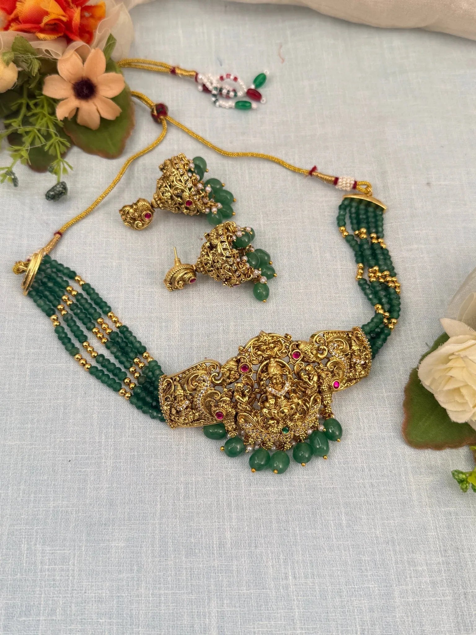 Royal Antique Layer Choker Necklace Set 814 - Mahilas