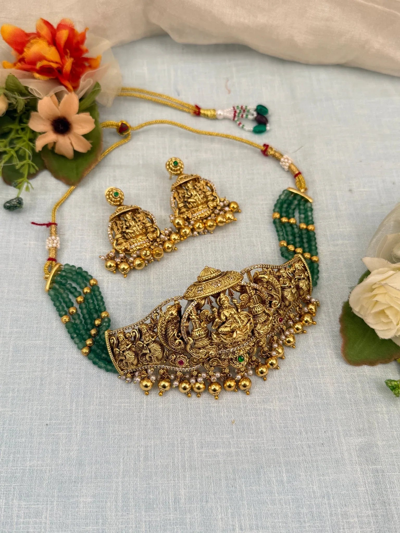 Royal Antique Layer Choker Necklace Set 815 - Mahilas