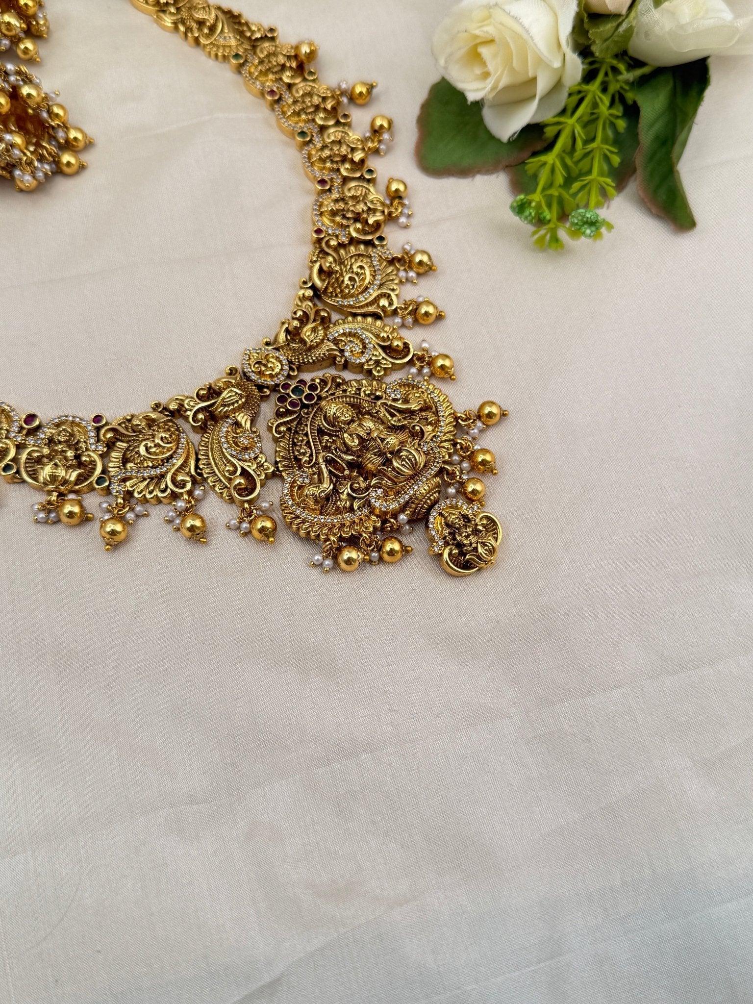 Royal Antique Layer Long Jadau Necklace Set 784 - Mahilas