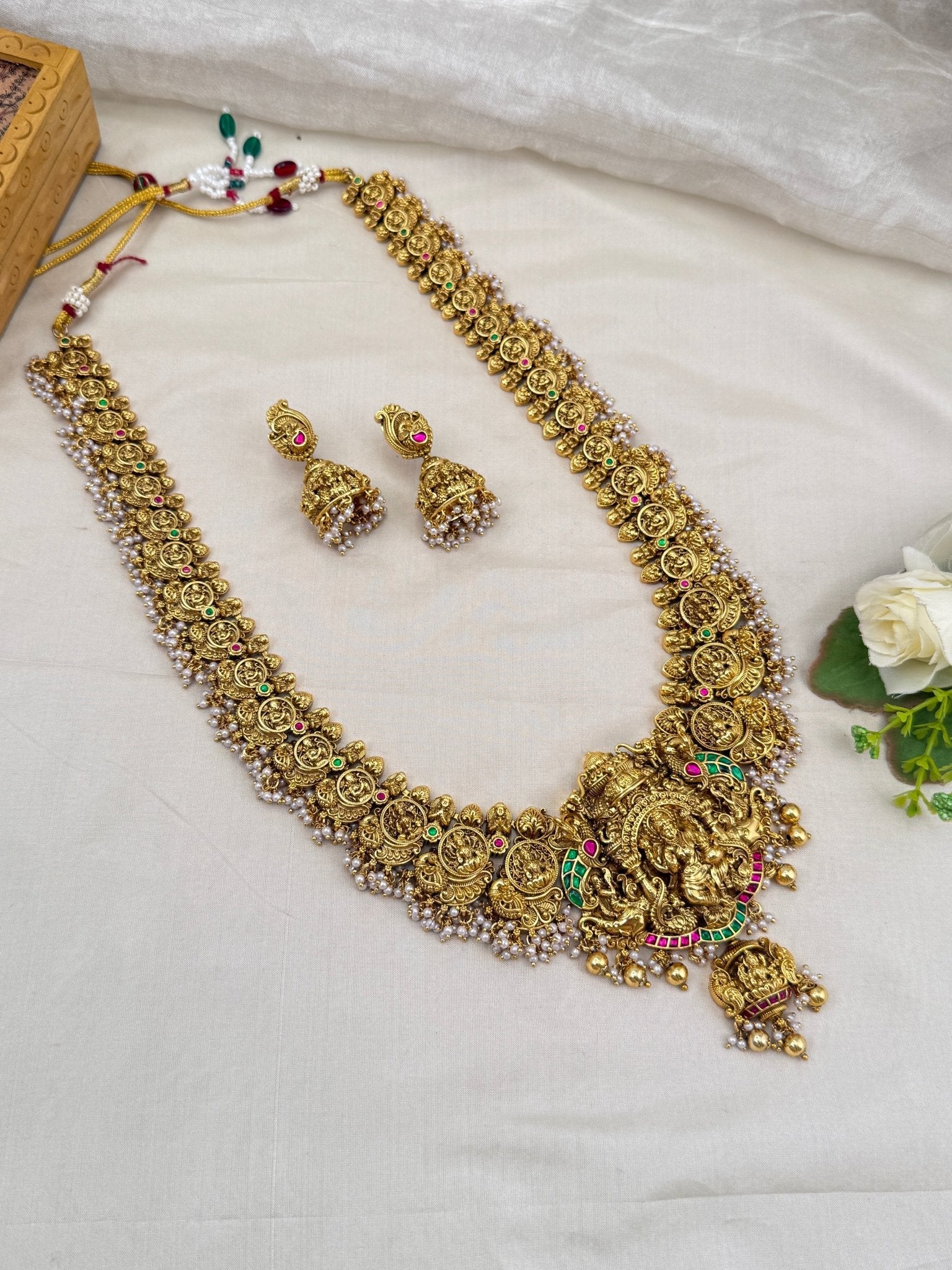 Royal Antique Layer Long Jadau Necklace Set 786 - Mahilas
